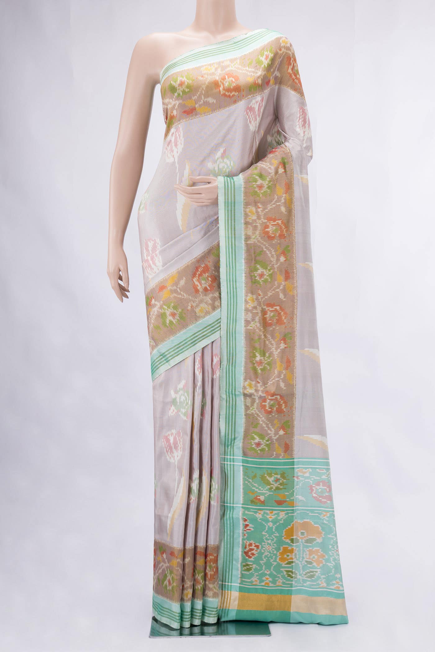 Beige Dual Tone Double Ikat Saree