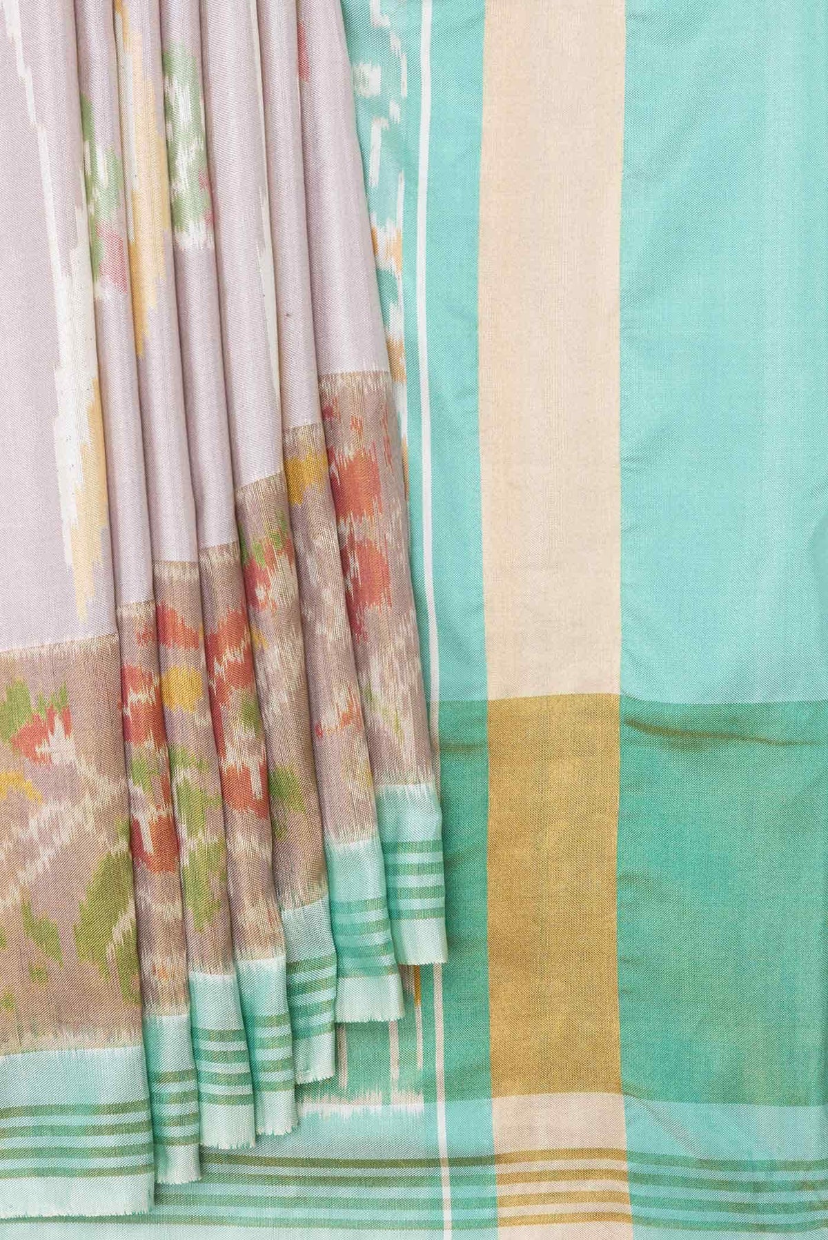 Beige Dual Tone Double Ikat Saree