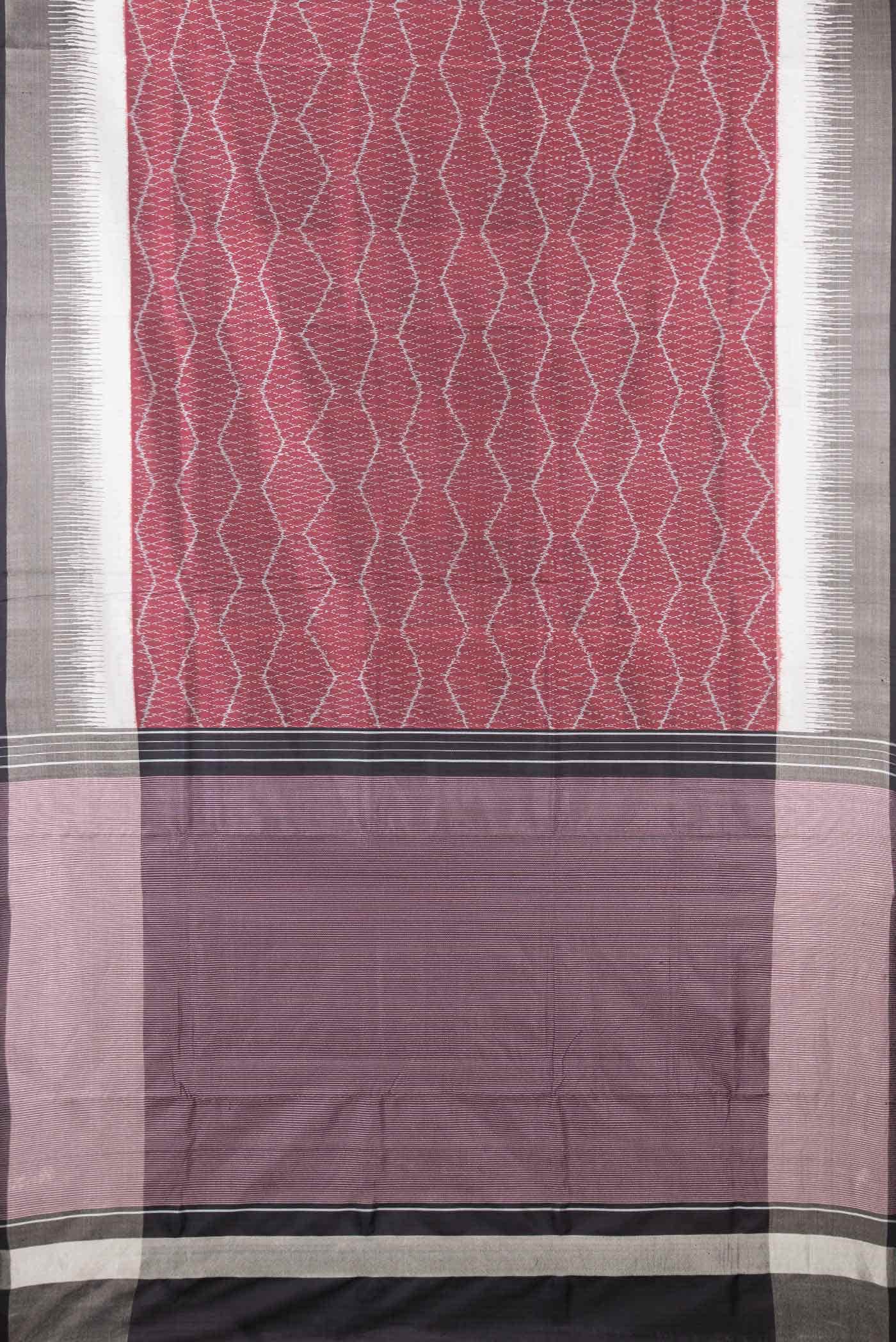 Pure Silk Pure Zari Maroon Dual Tone Double Ikat Saree