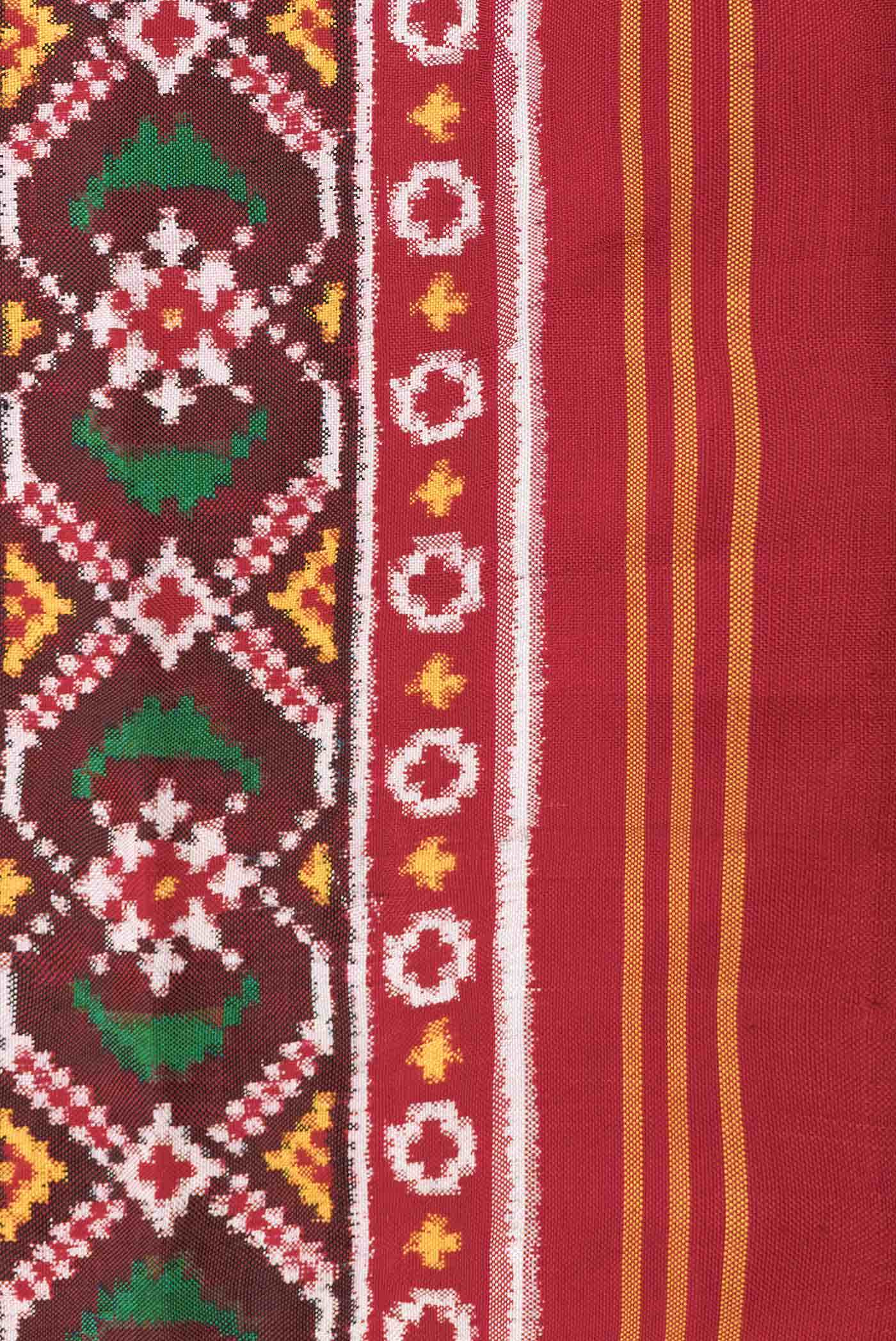 Pure Silk Pure Zari Maroon Dual Tone Double Ikat Saree
