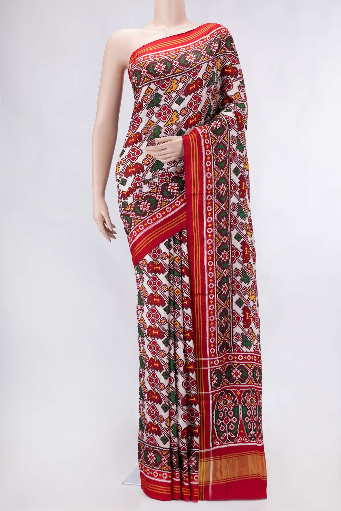 Pure Silk Pure Zari Maroon Dual Tone Double Ikat Saree