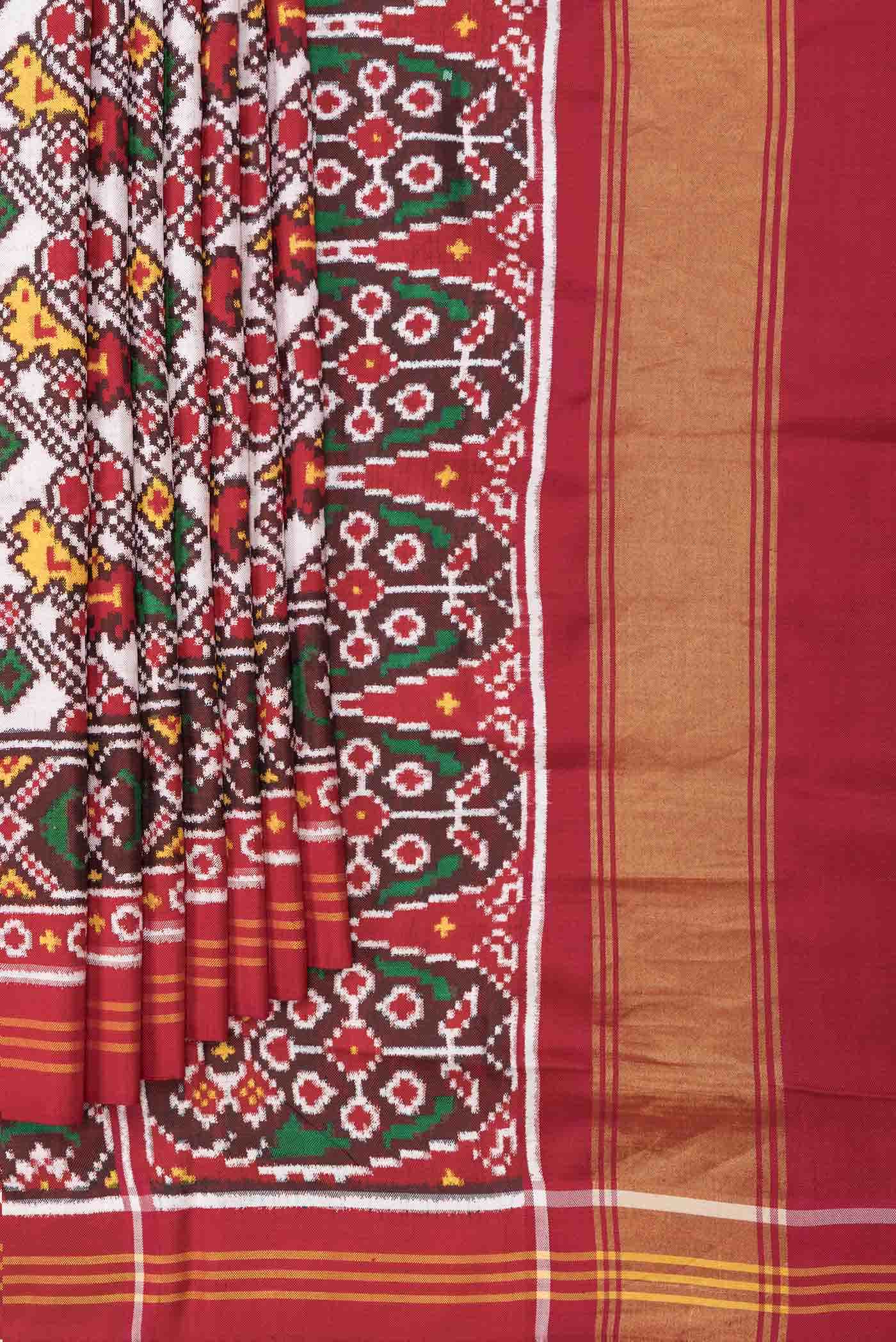 Pure Silk Pure Zari Maroon Dual Tone Double Ikat Saree