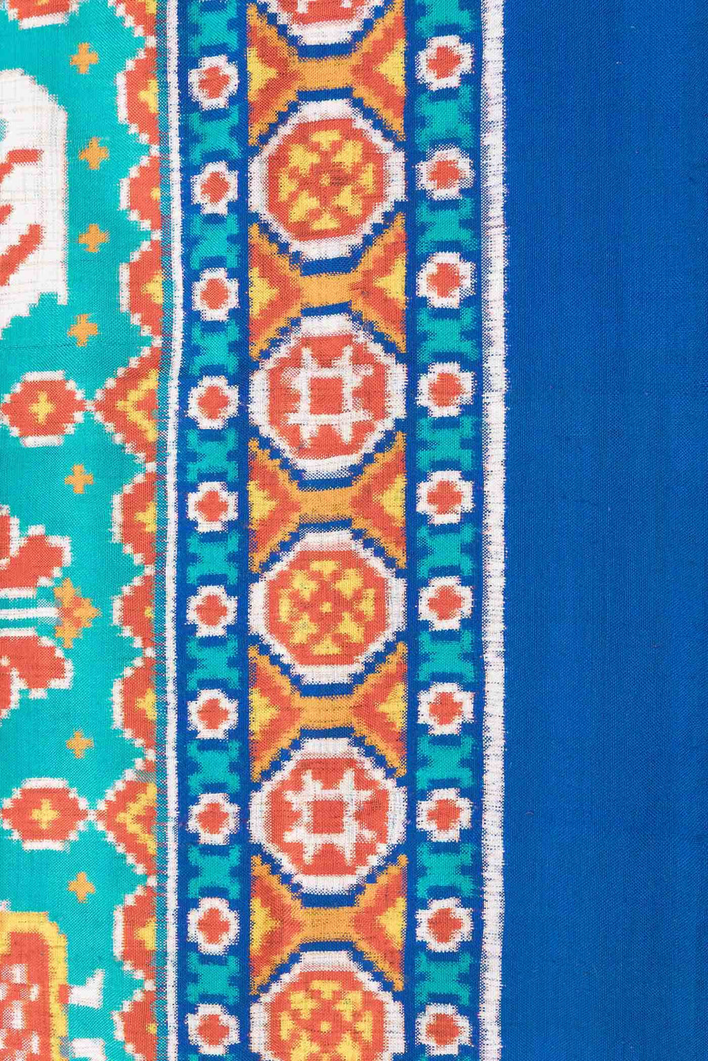 Pure Silk Pure Zari Blue Dual Tone Double Ikat Saree