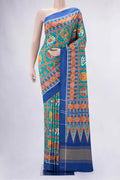 Pure Silk Pure Zari Blue Dual Tone Double Ikat Saree