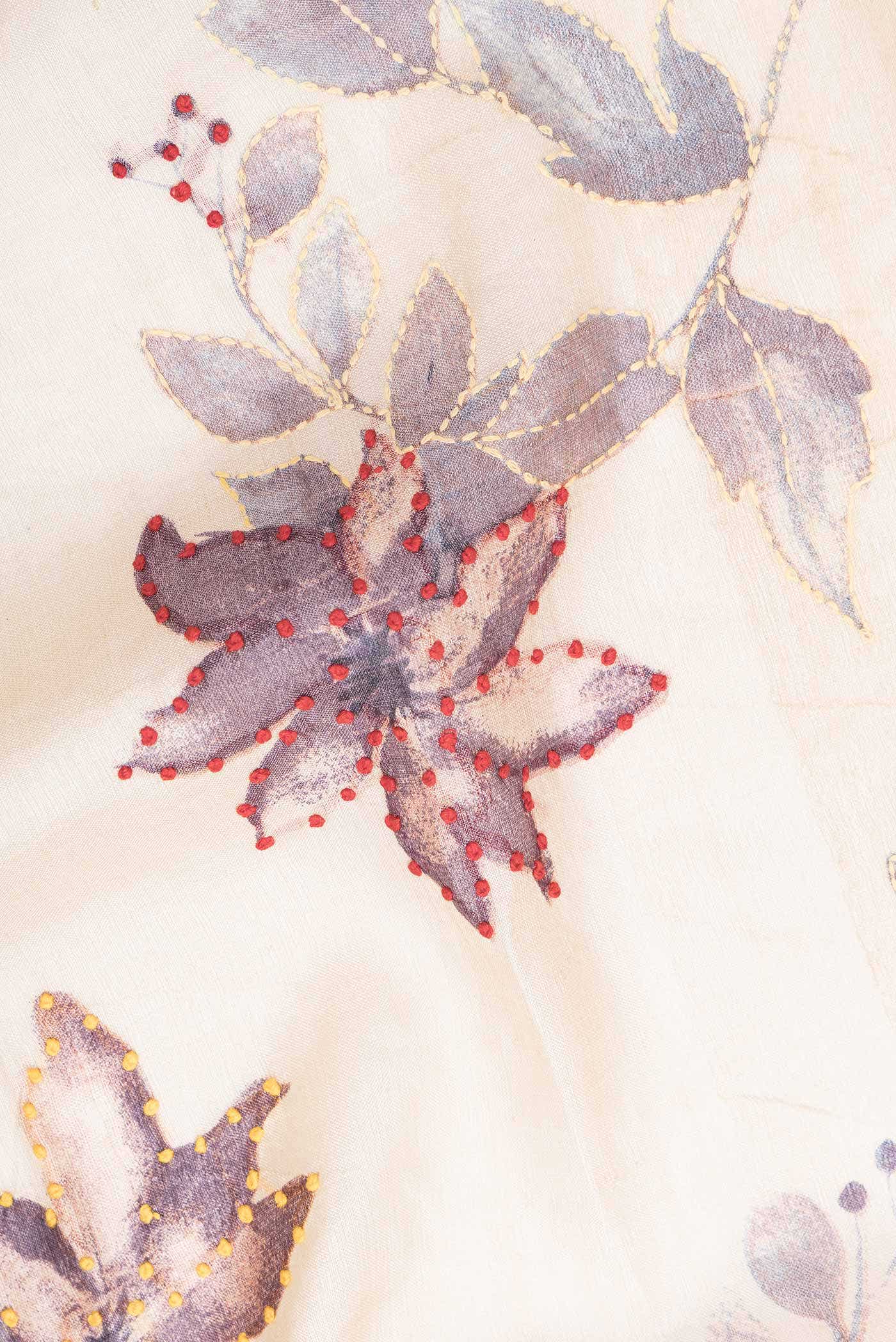 Beige Tussar Silk Saree