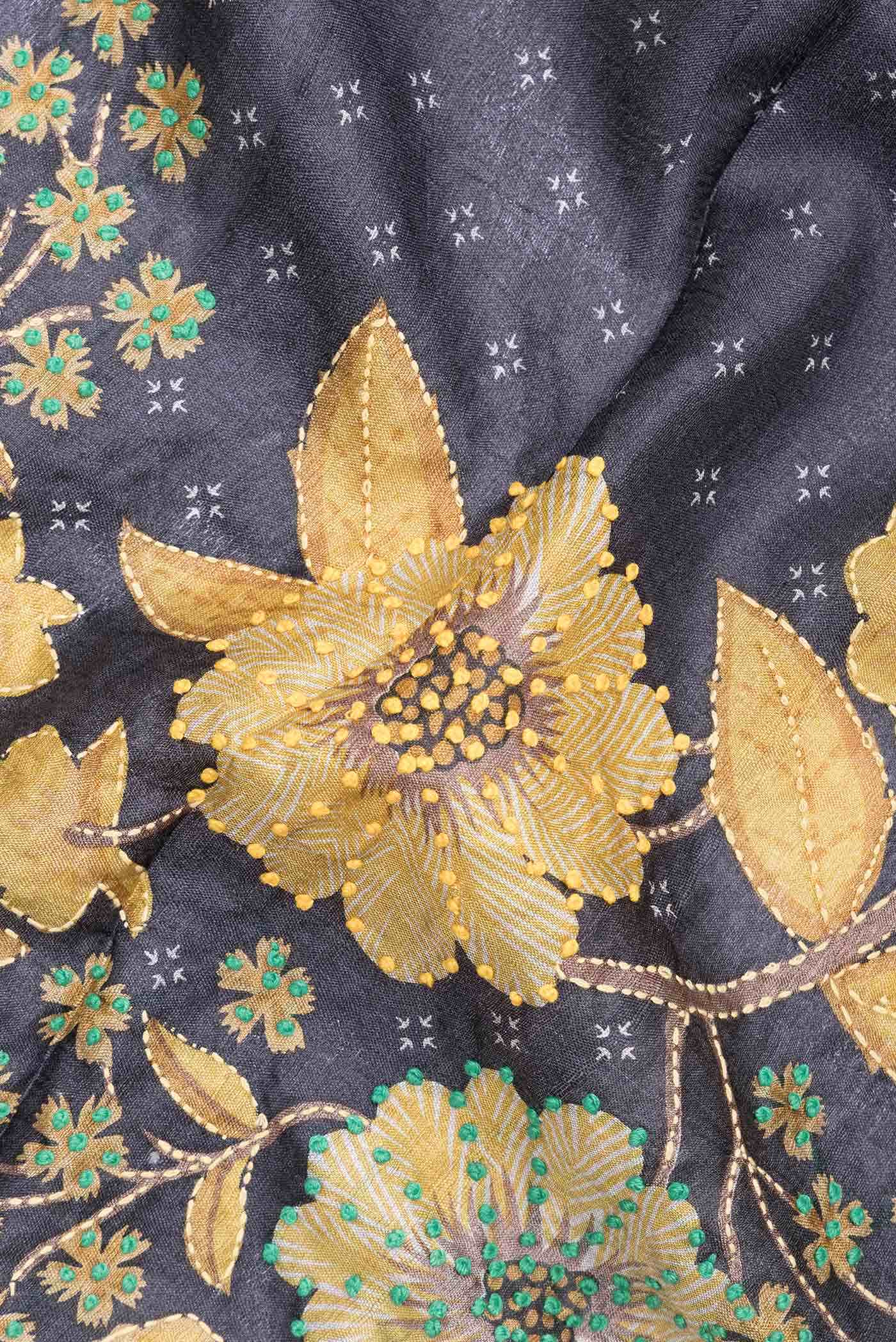 Black Tussar Silk Saree