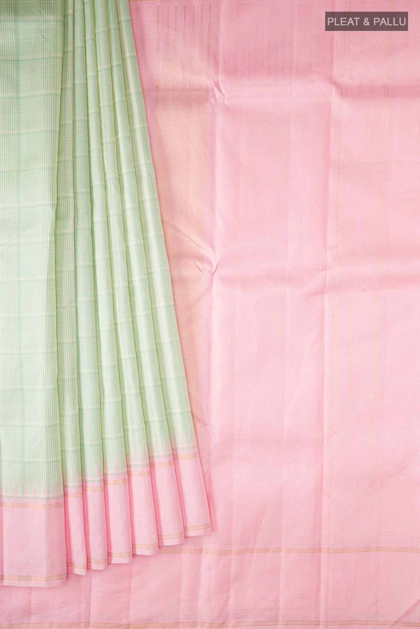 Pure Silk Pure Zari Light Green Kanchipuram Saree