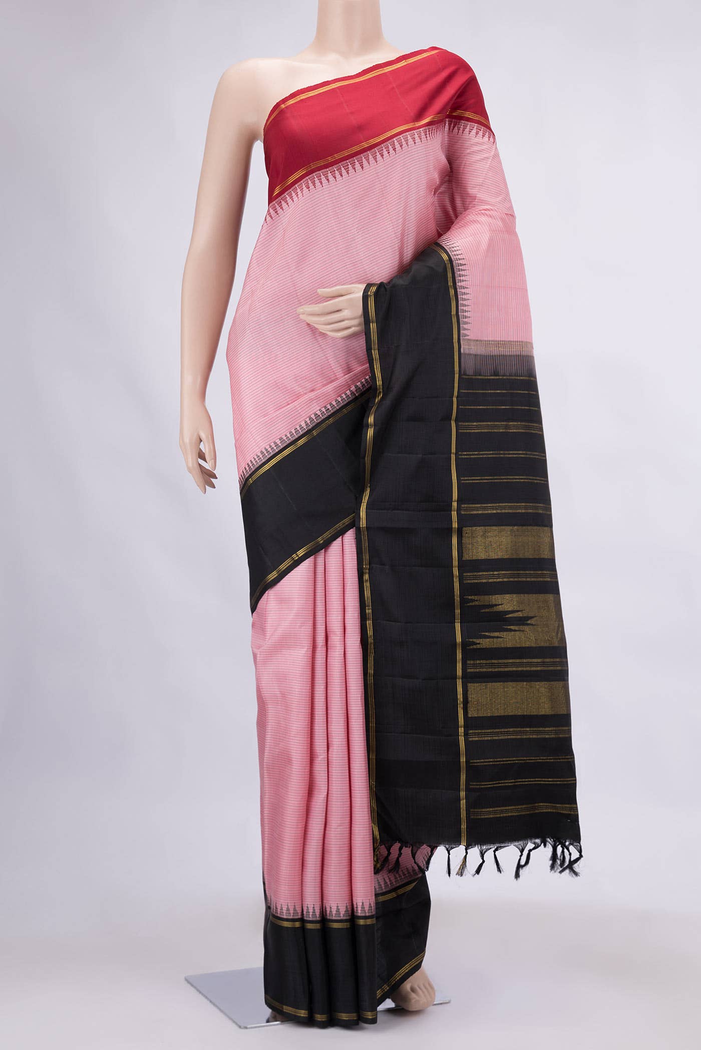 Pure Silk Pure Zari Pink Kanchipuram Saree