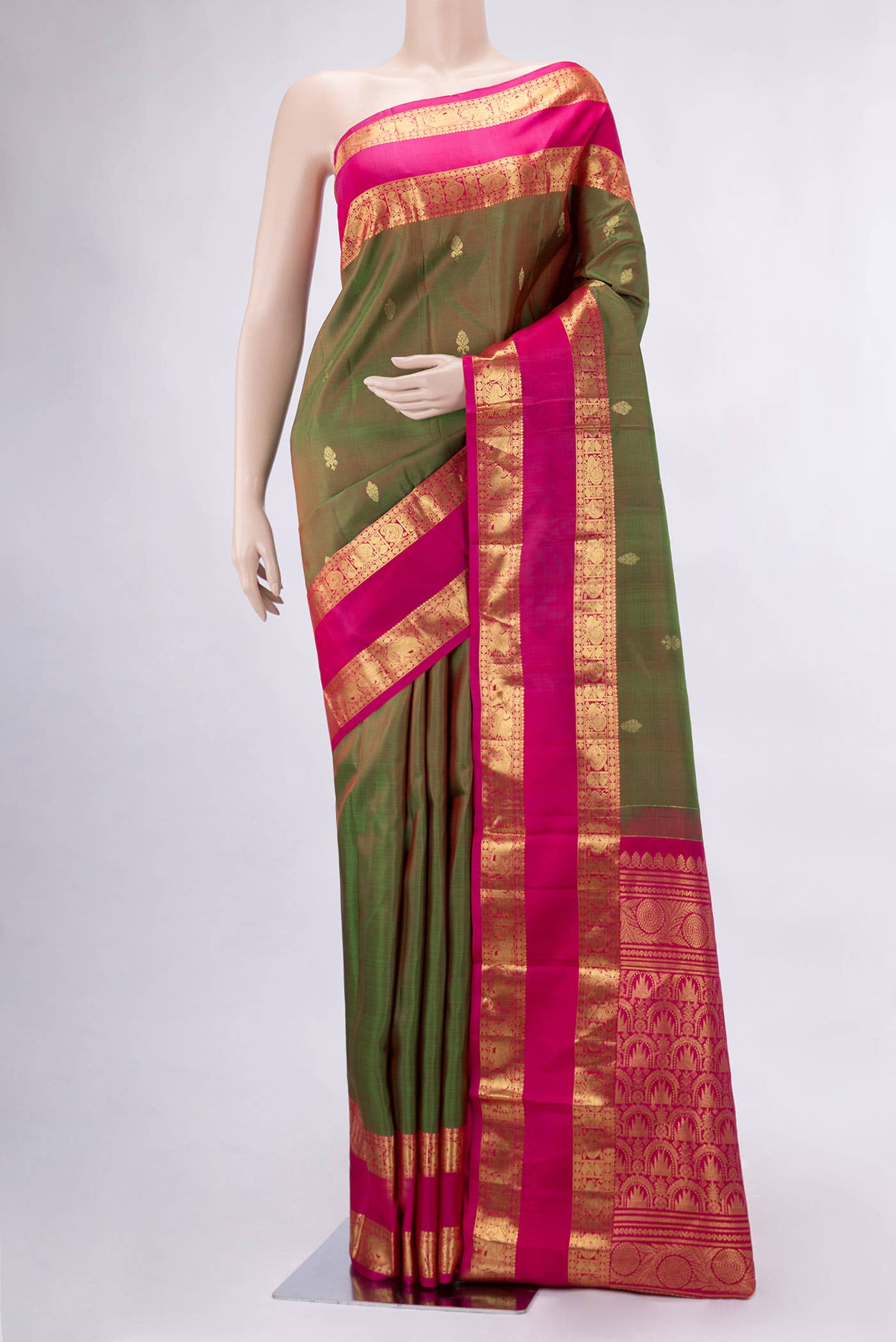 Green Dual Tone Kanchipuram Silk Saree