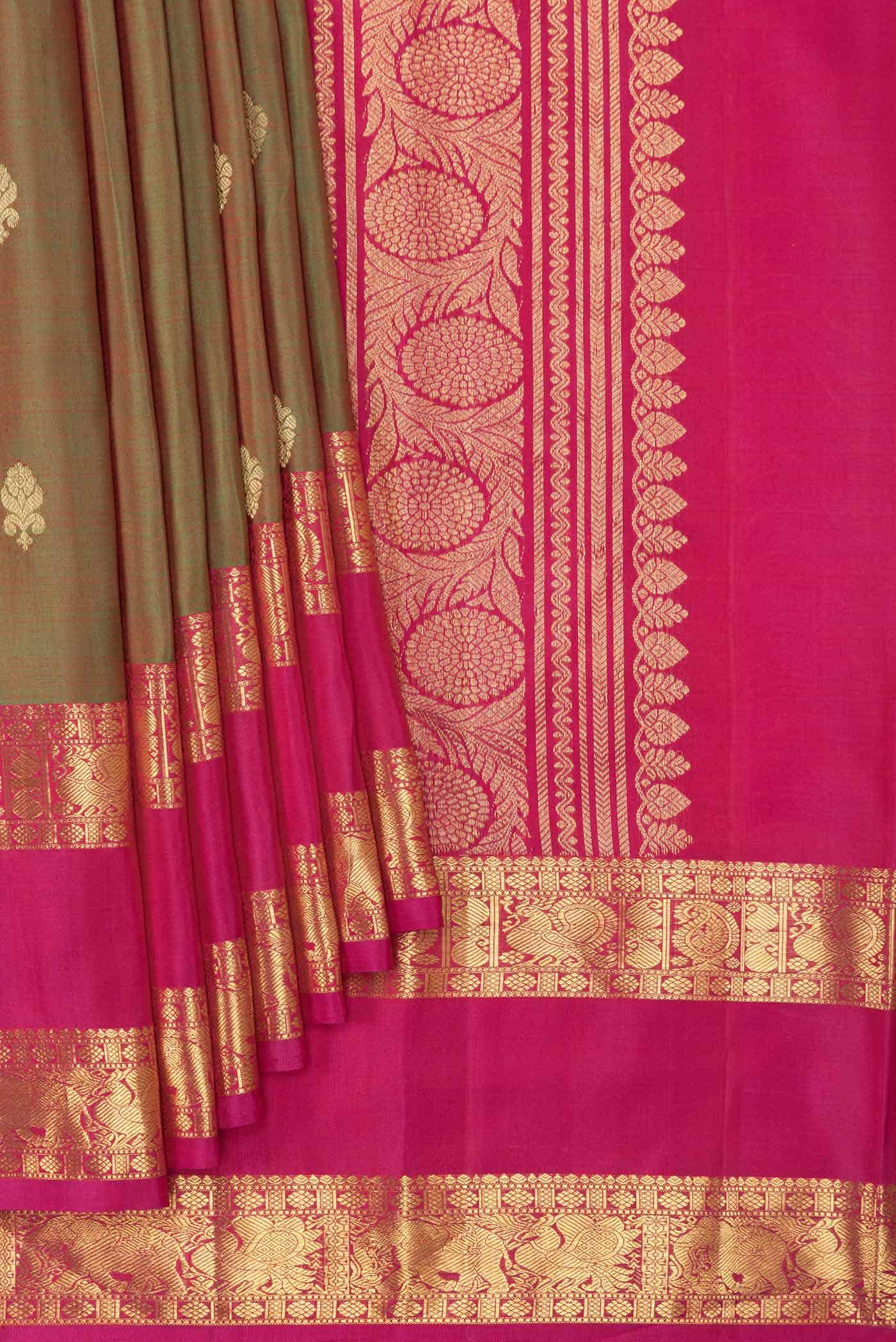Green Dual Tone Kanchipuram Silk Saree