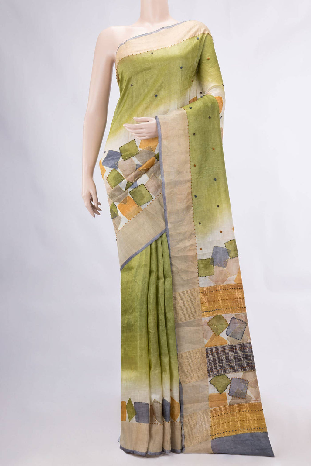 Green Tussar Silk Saree