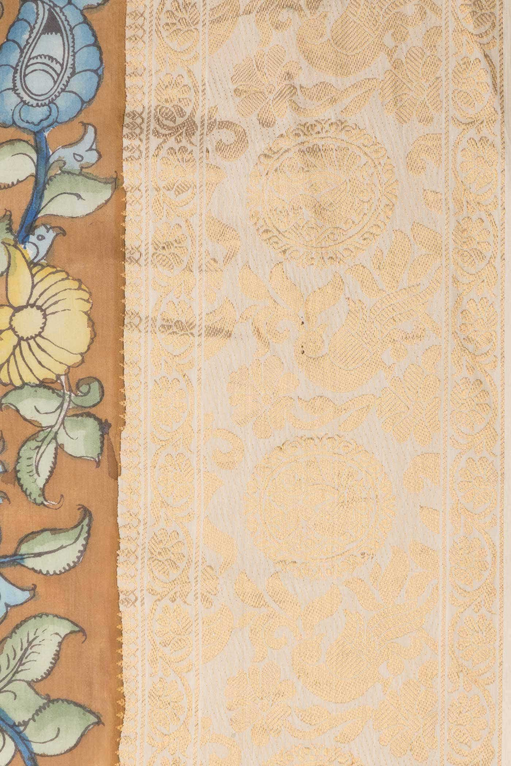Mustard Dual Tone Tussar Silk Saree
