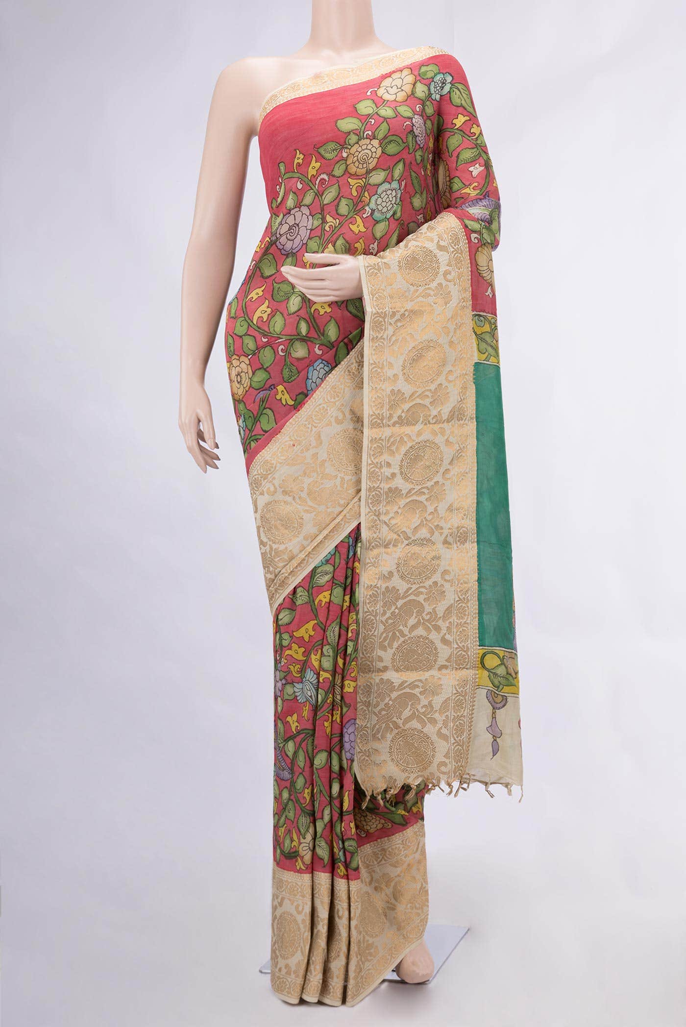 Pink Dual Tone Tussar Silk Saree
