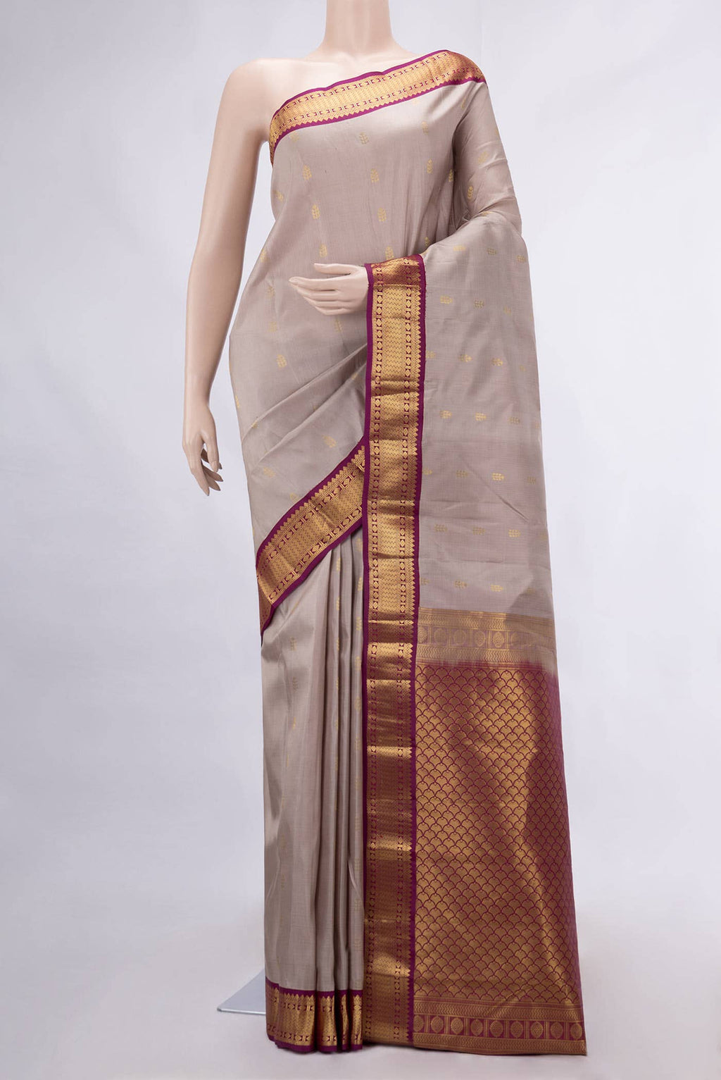 Dark Beige Kanchipuram Silk Saree