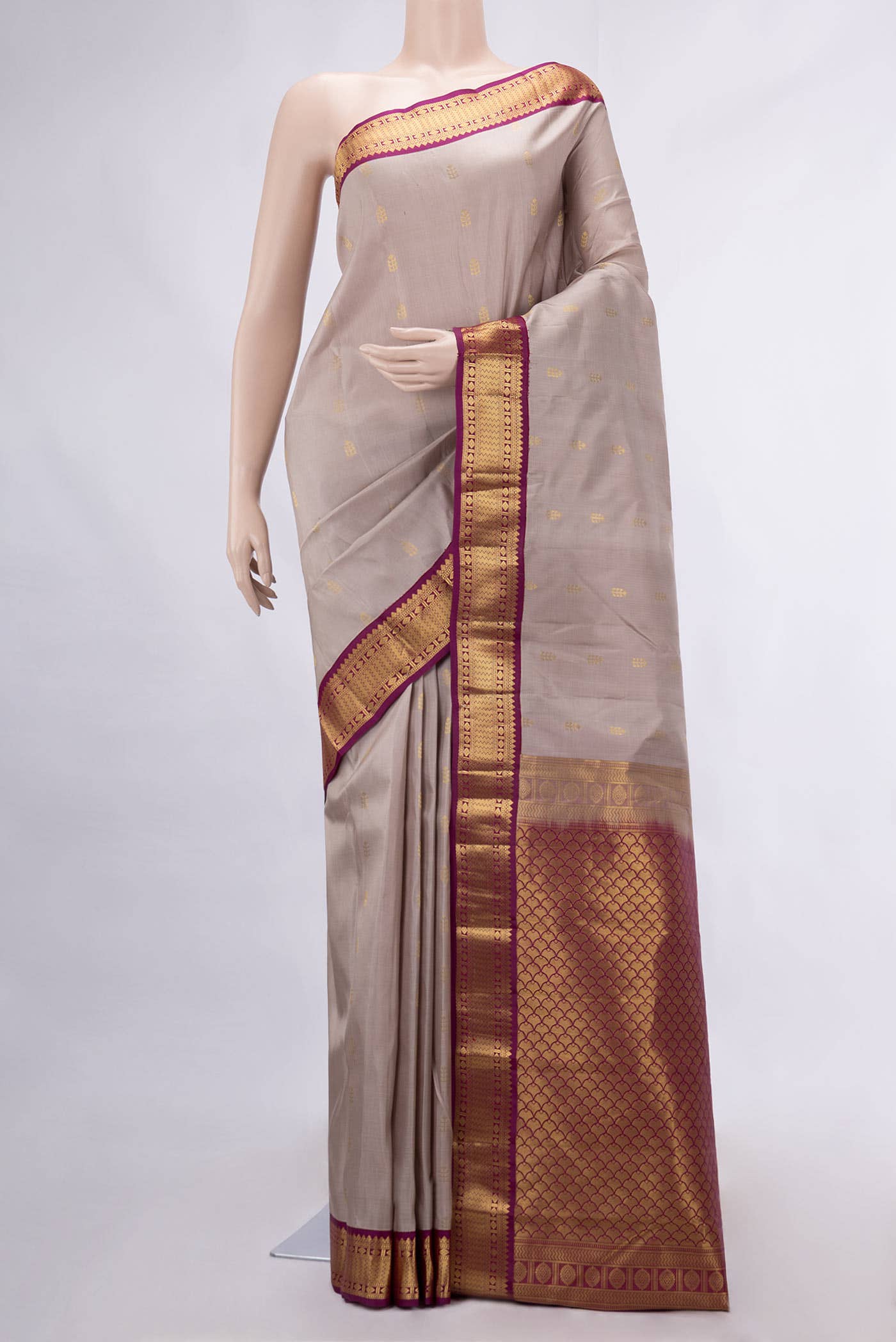Dark Beige Kanchipuram Silk Saree
