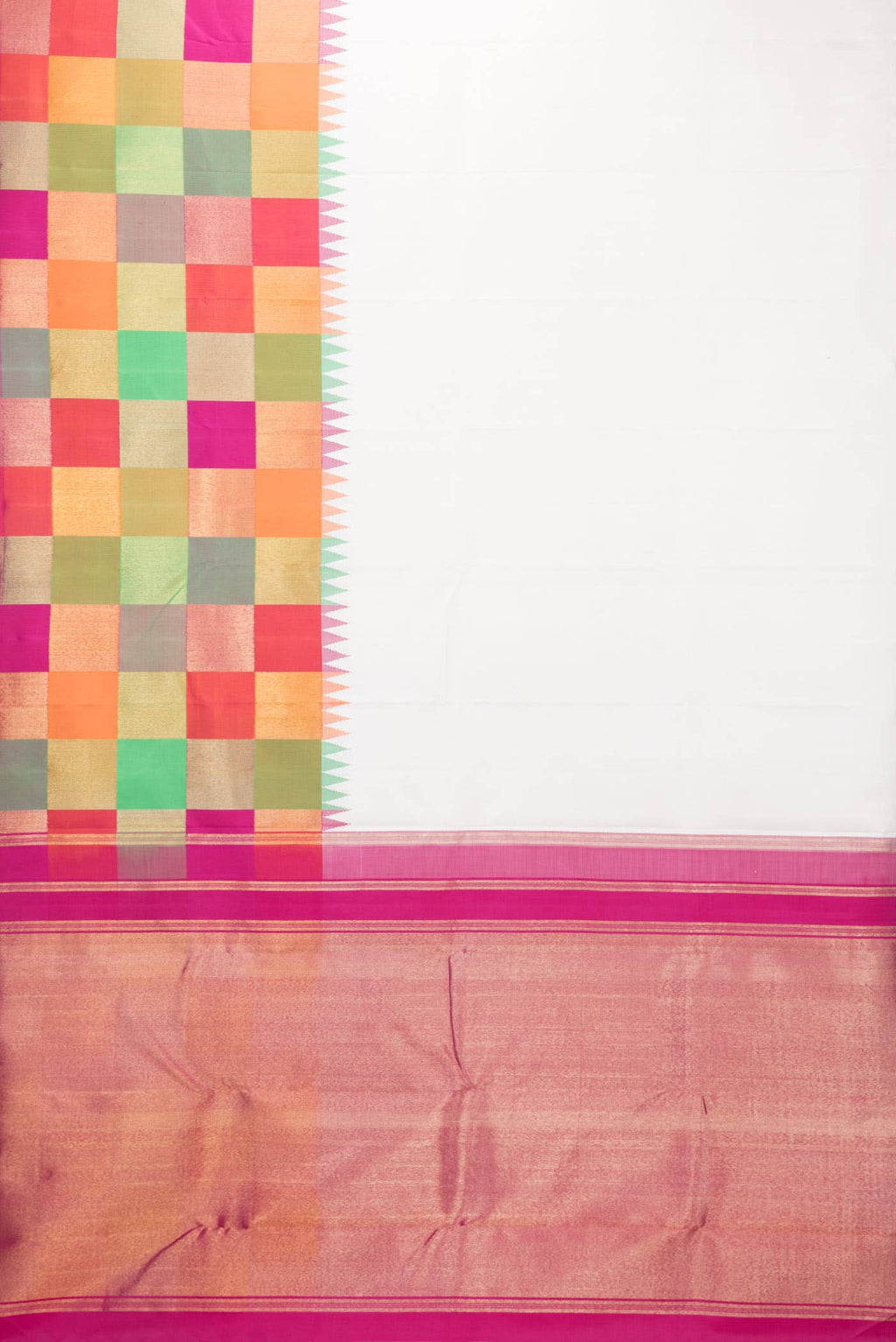 Off White Dual Tone Kanchipuram Silk Saree