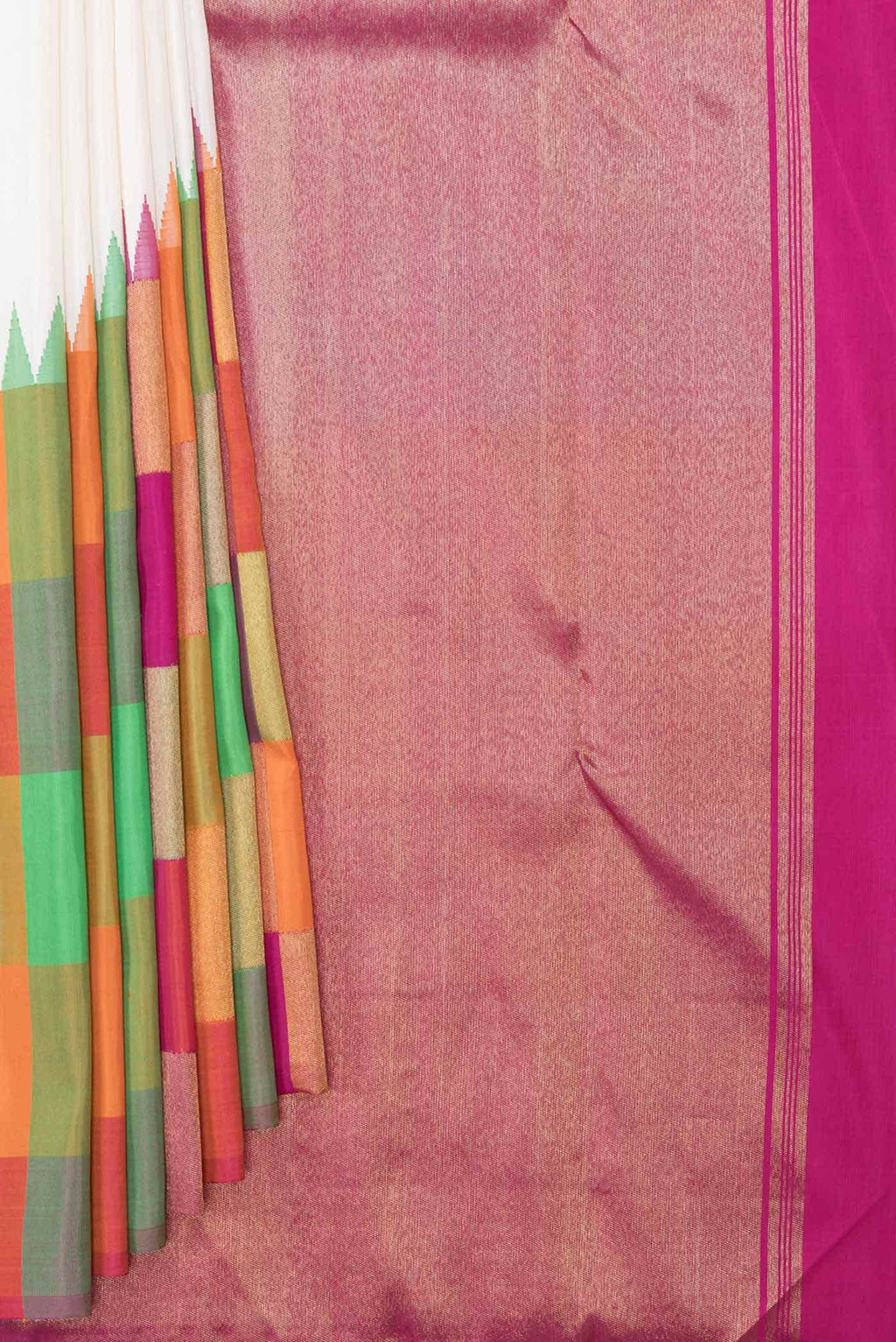 Off White Dual Tone Kanchipuram Silk Saree