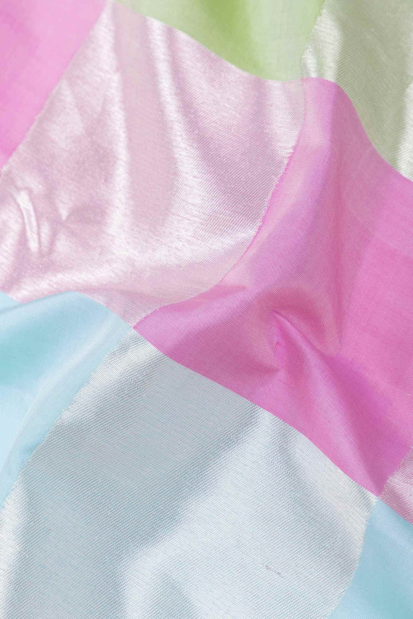 Pink Purple and Green Dual Tone Kanchipuram Silk Saree
