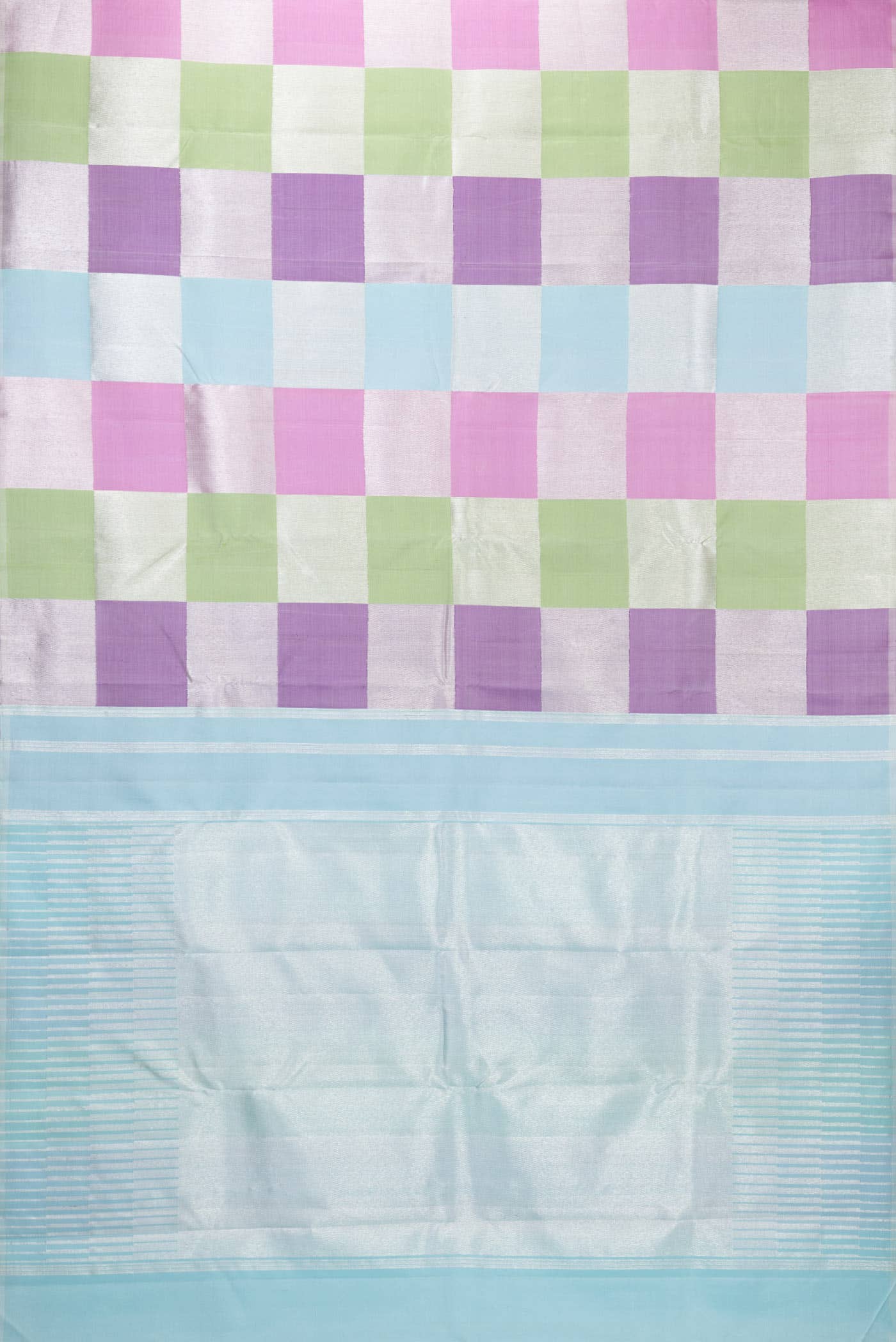 Pink Purple and Green Dual Tone Kanchipuram Silk Saree