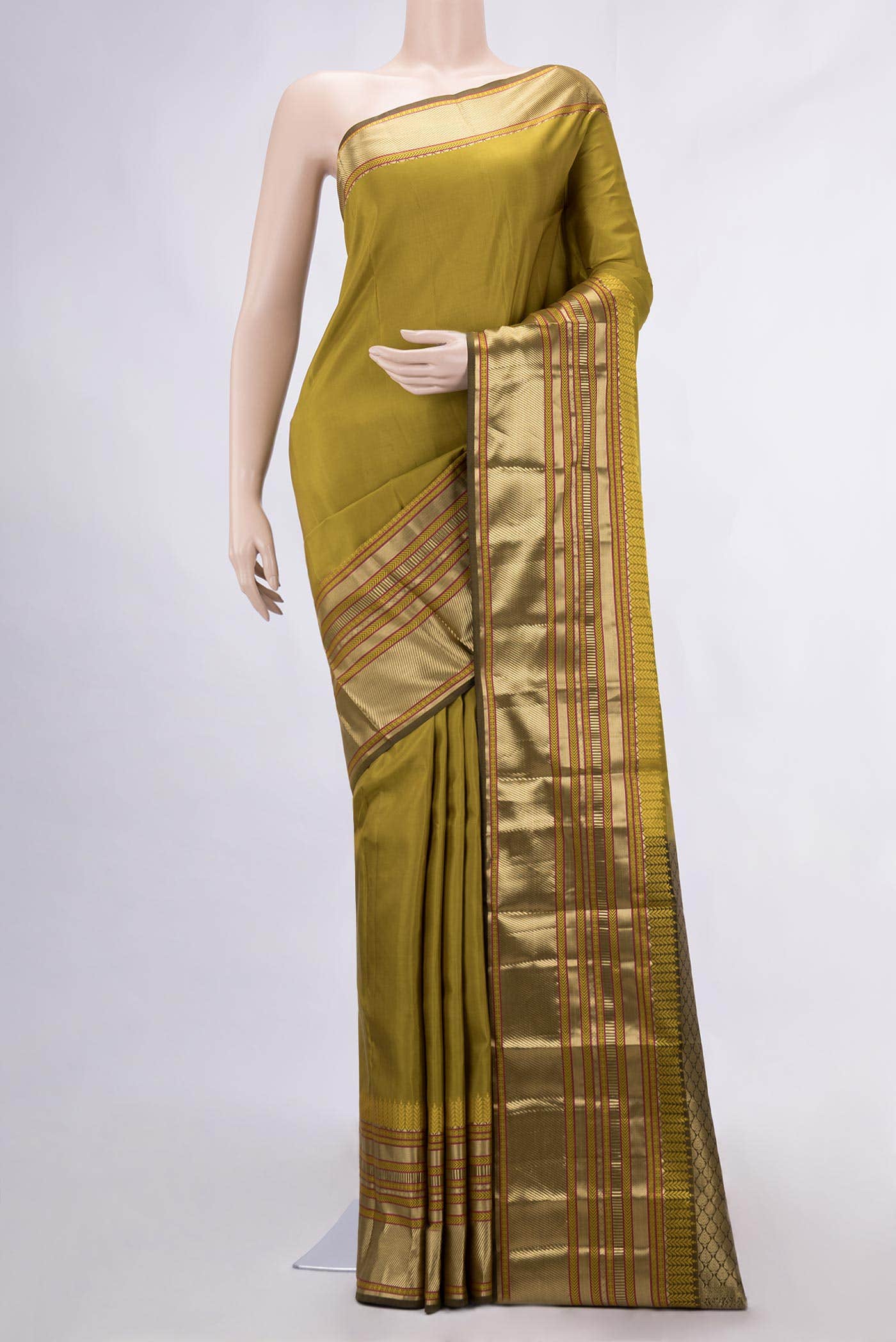 Mehandi Green Dual Tone Kanchipuram Silk Saree