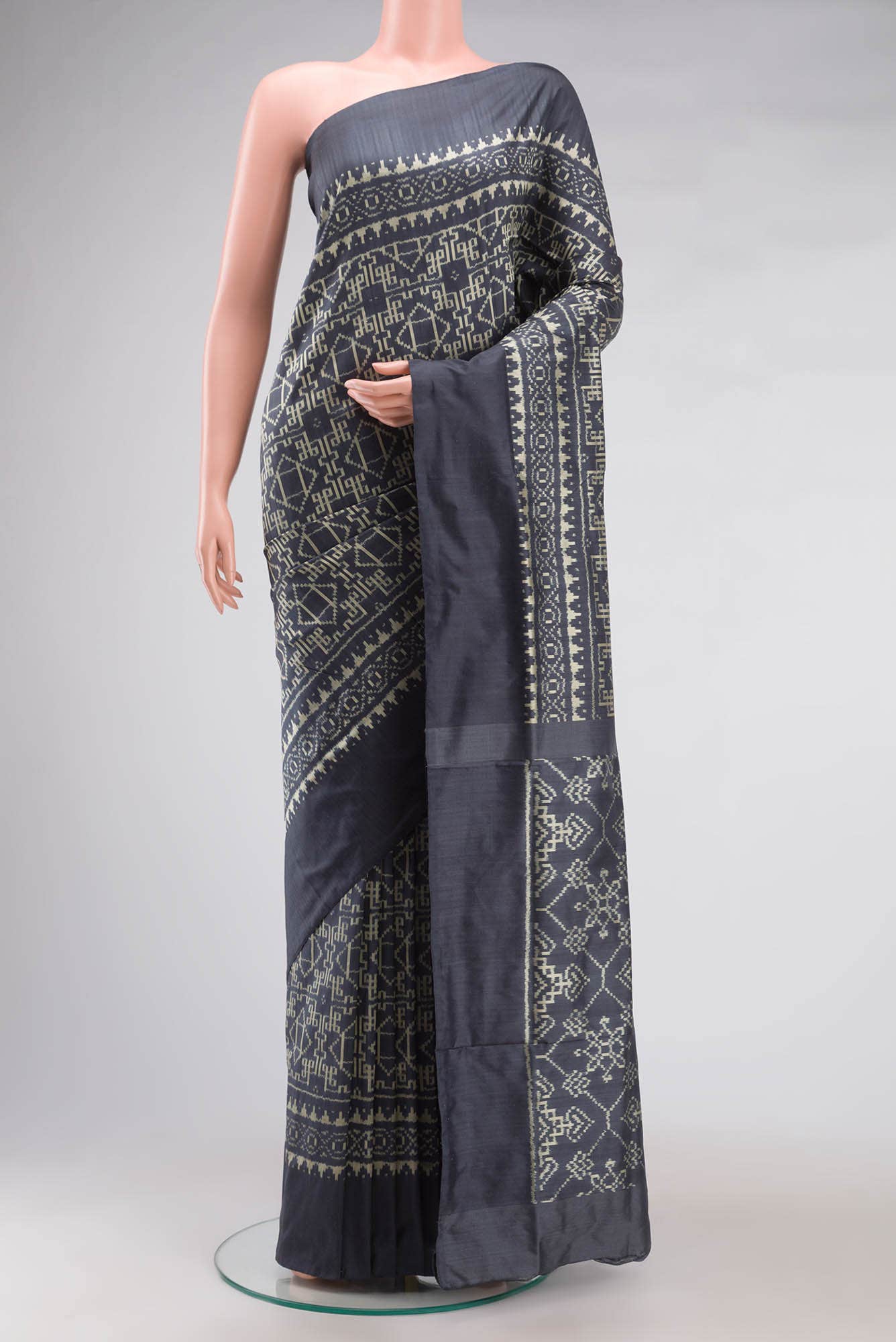 Grey Pochampally Silk Saree