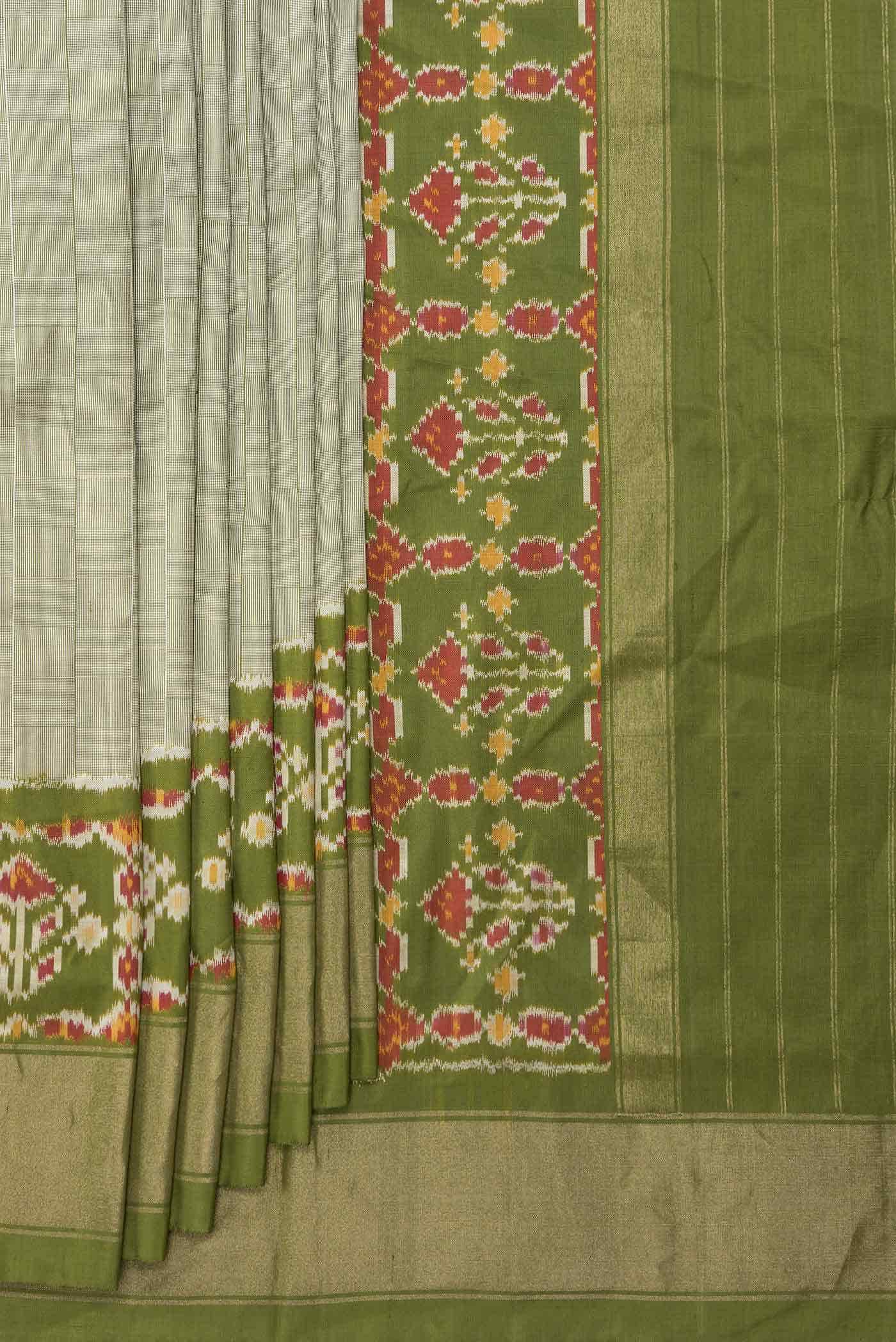 Light Green Dual Tone Double Ikat Saree