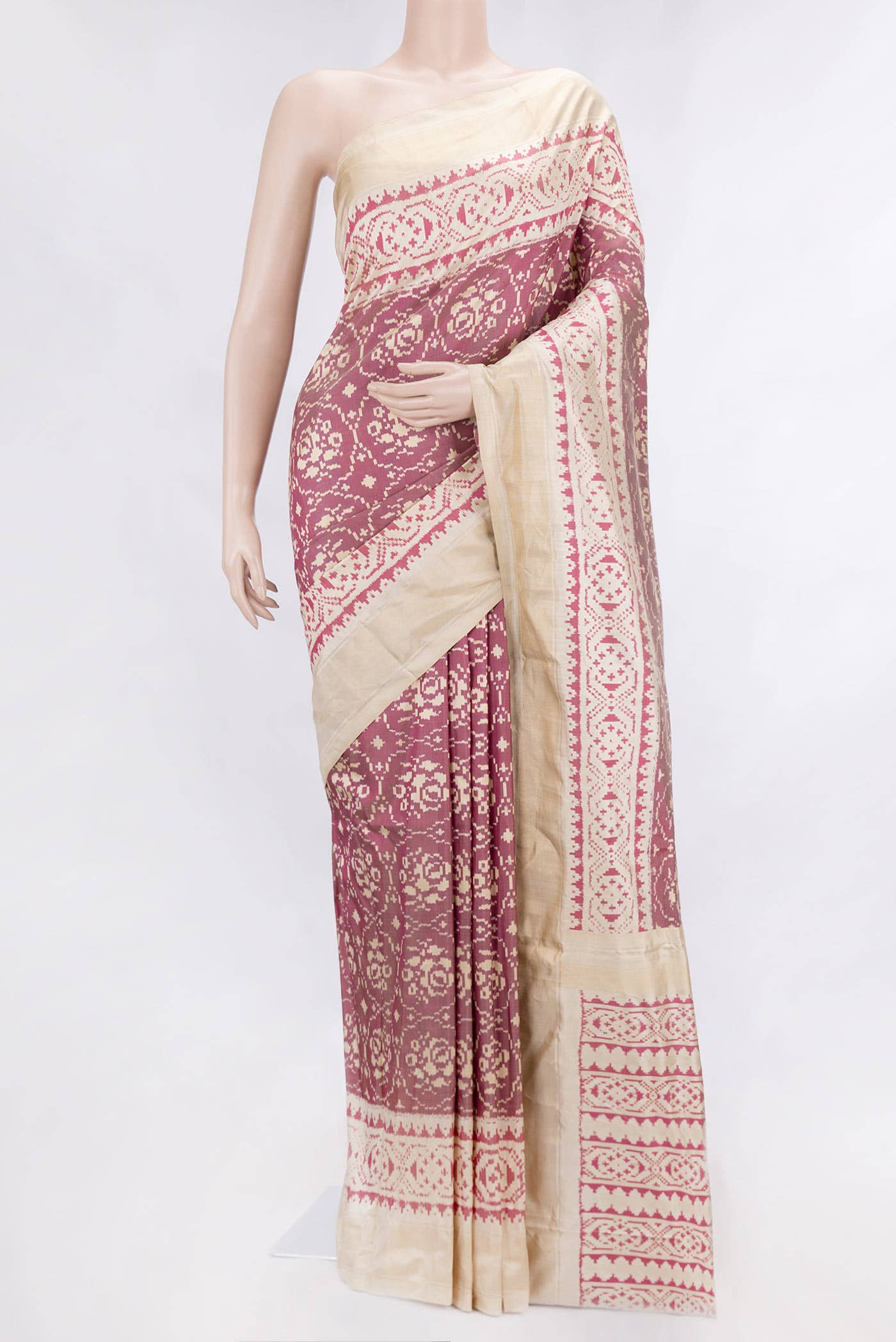 Dark Pink Dual Tone Double Ikat Saree