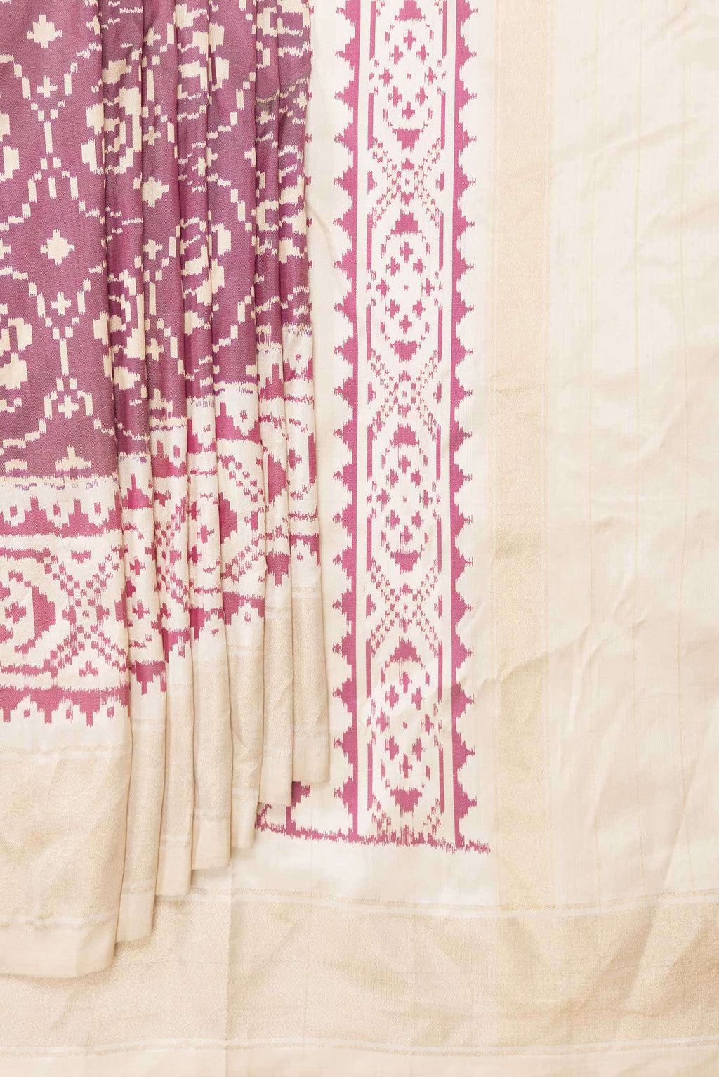 Dark Pink Dual Tone Double Ikat Saree