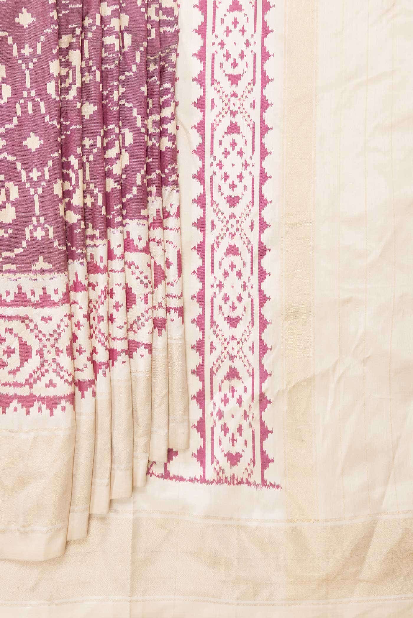 Dark Pink Dual Tone Double Ikat Saree
