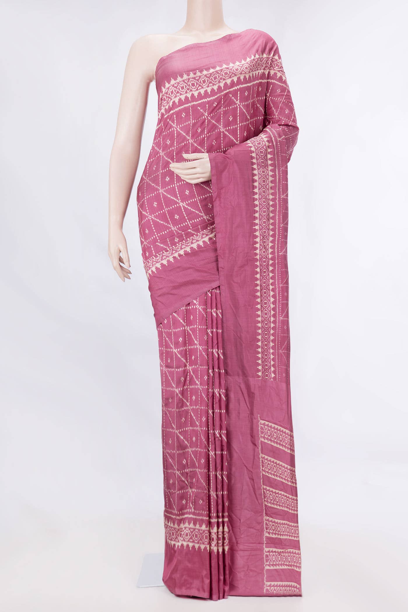 Rose pink Dual Tone Double Ikat Saree