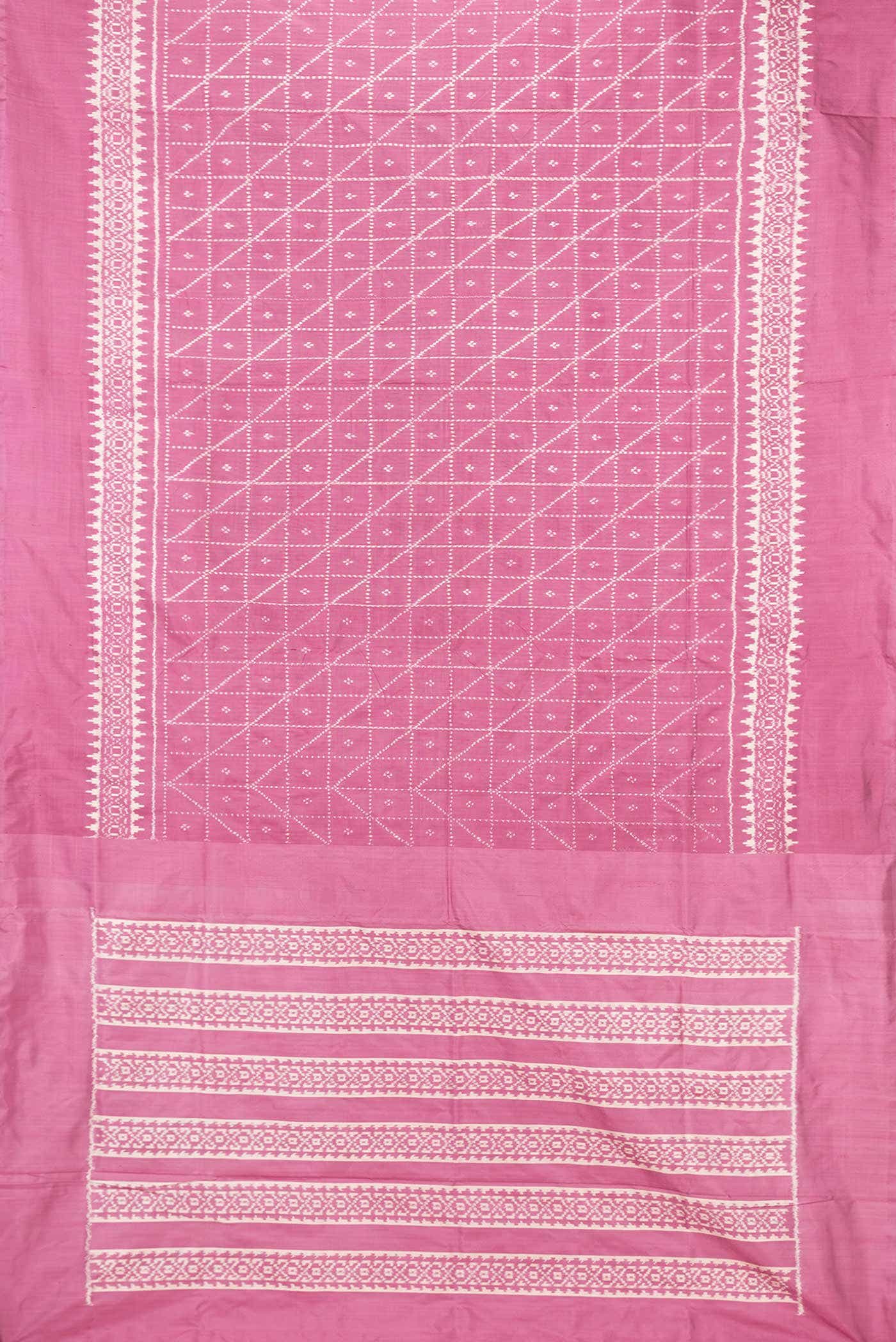 Rose pink Dual Tone Double Ikat Saree