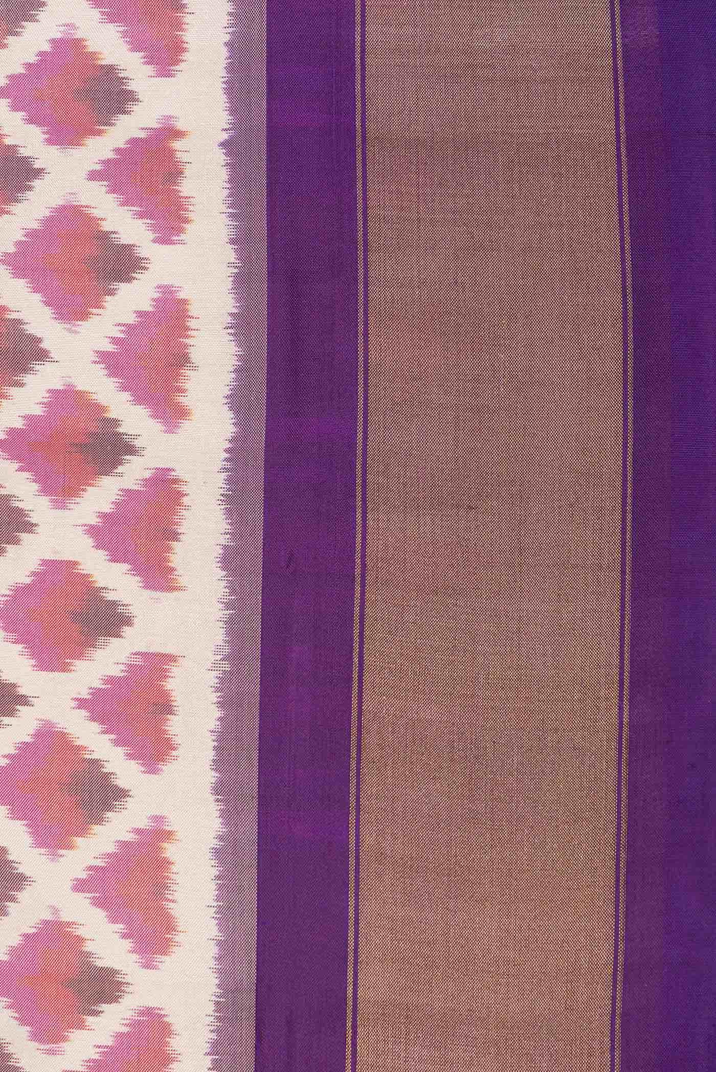 Beige Dual Tone Double Ikat Saree
