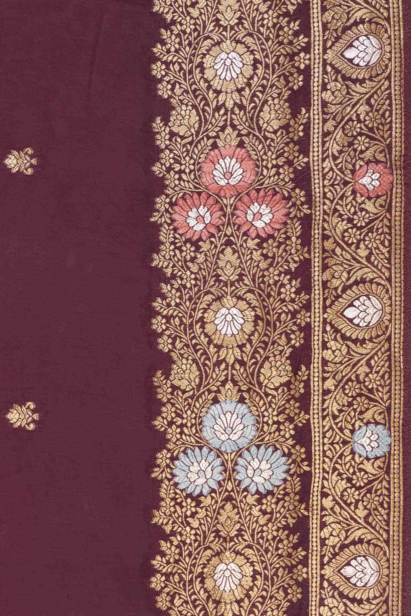 Coffee Brown Dual Tone Blended Satin Crepe Saree