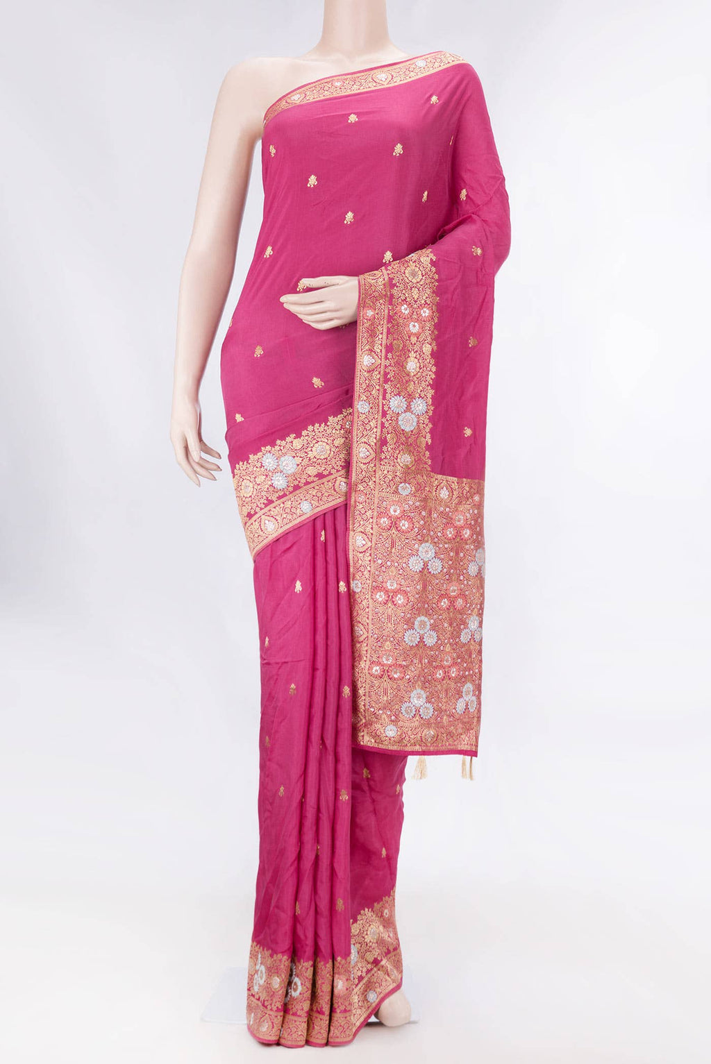 Pink Dual Tone Blended Satin Crepe Saree