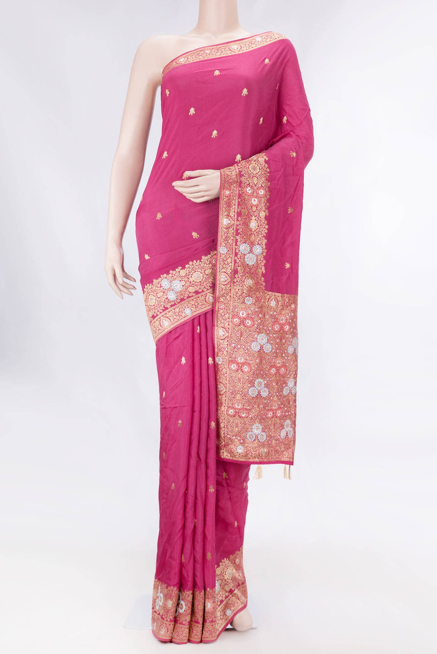 Pink Dual Tone Blended Satin Crepe Saree