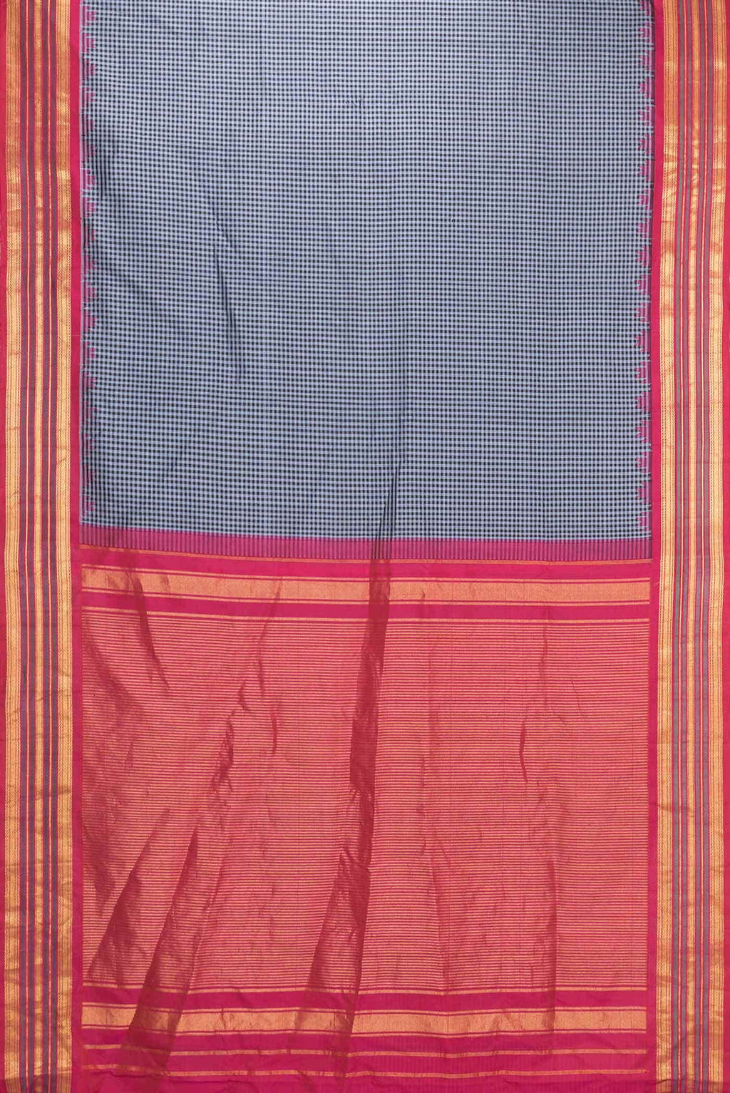Grey Dual Tone Gadwal Silk Saree