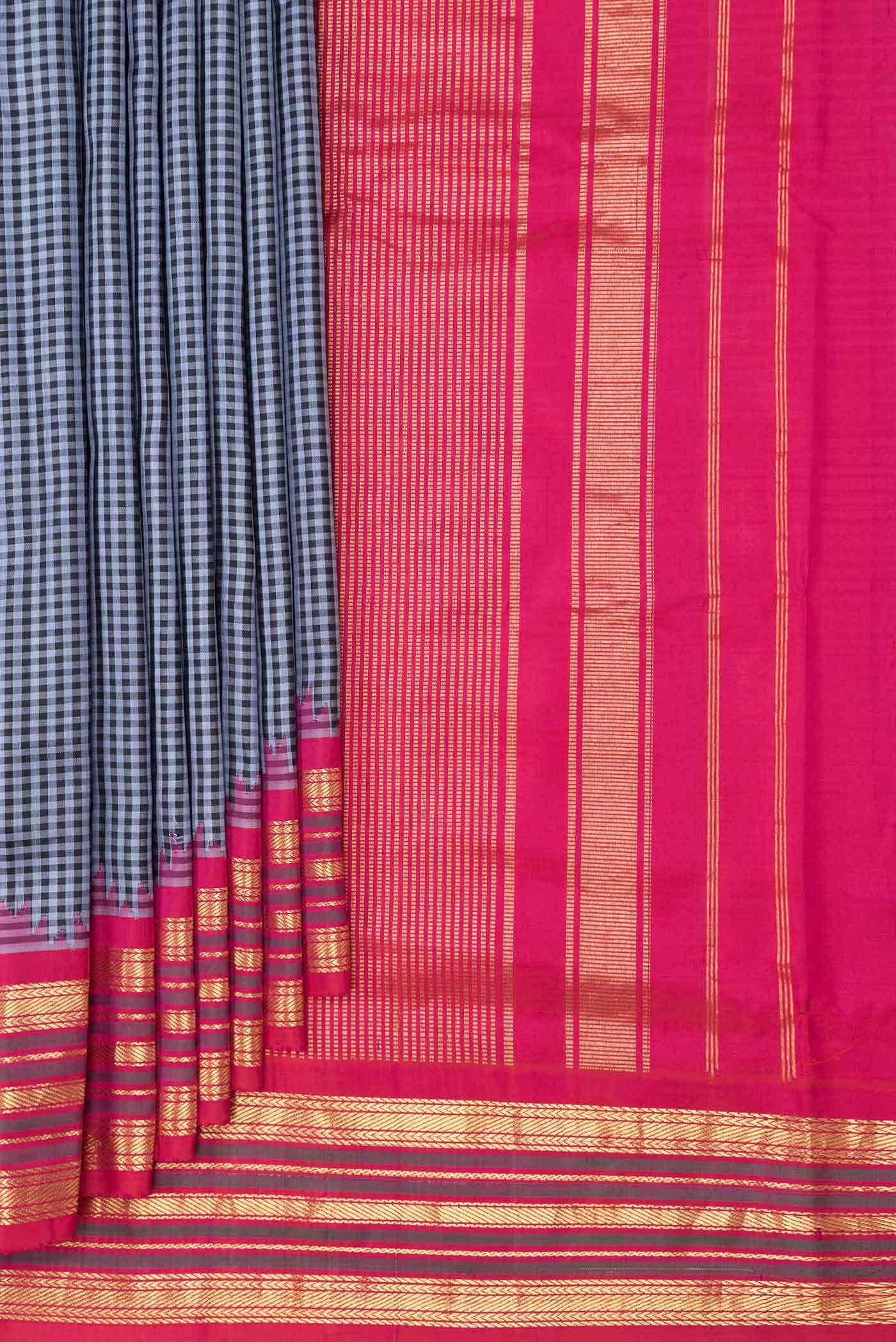 Grey Dual Tone Gadwal Silk Saree