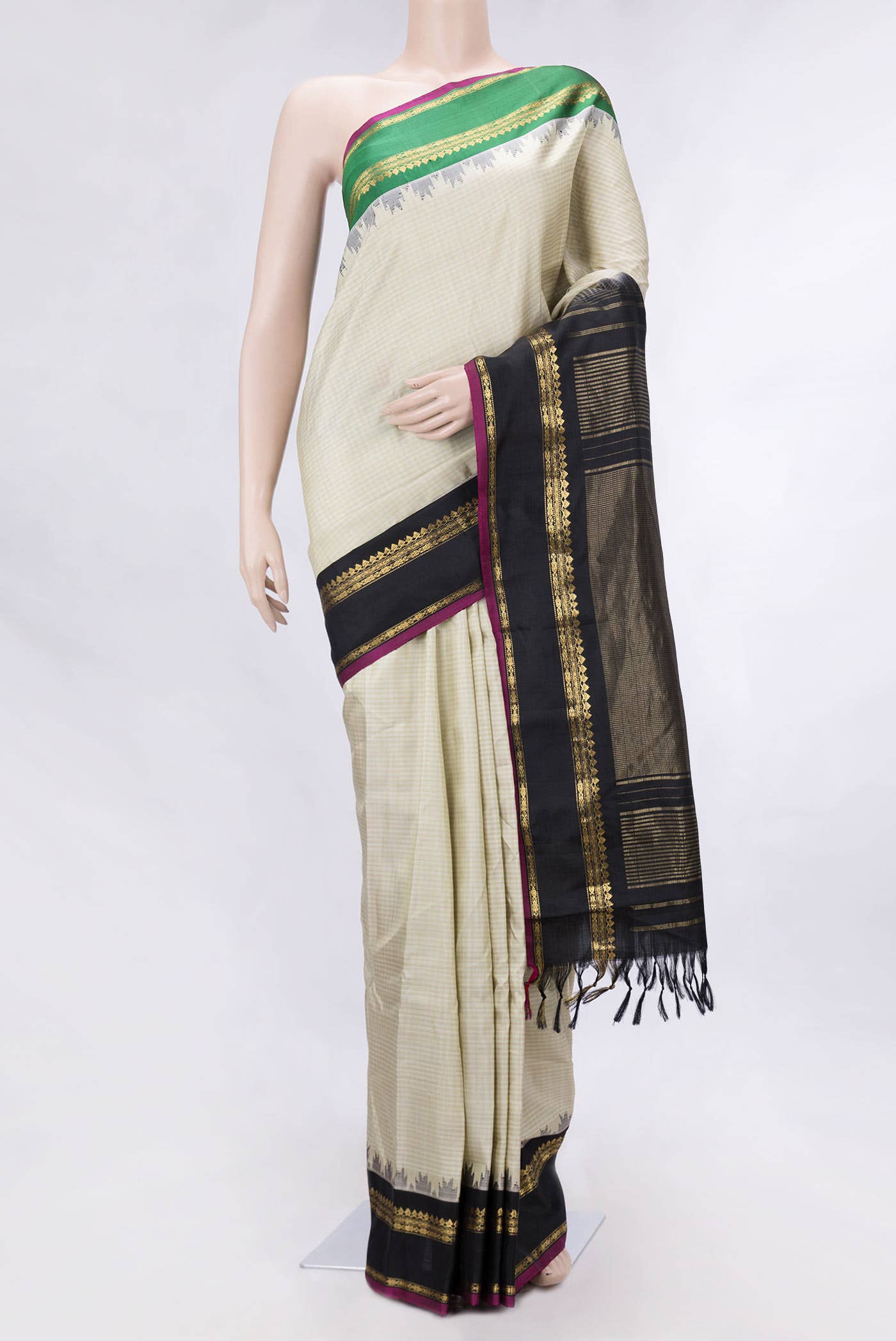Pista Green Dual Tone Gadwal Silk Saree