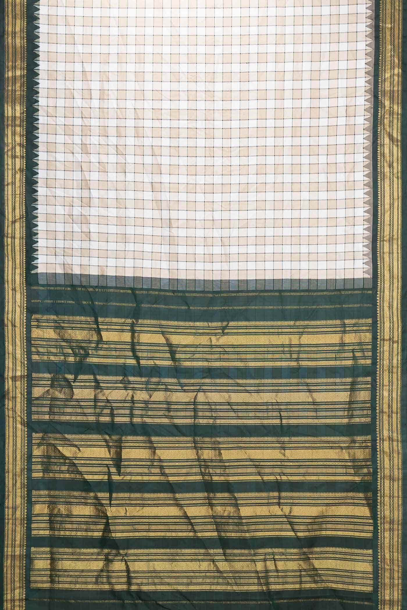 Off White and Beige Dual Tone Gadwal Silk Saree