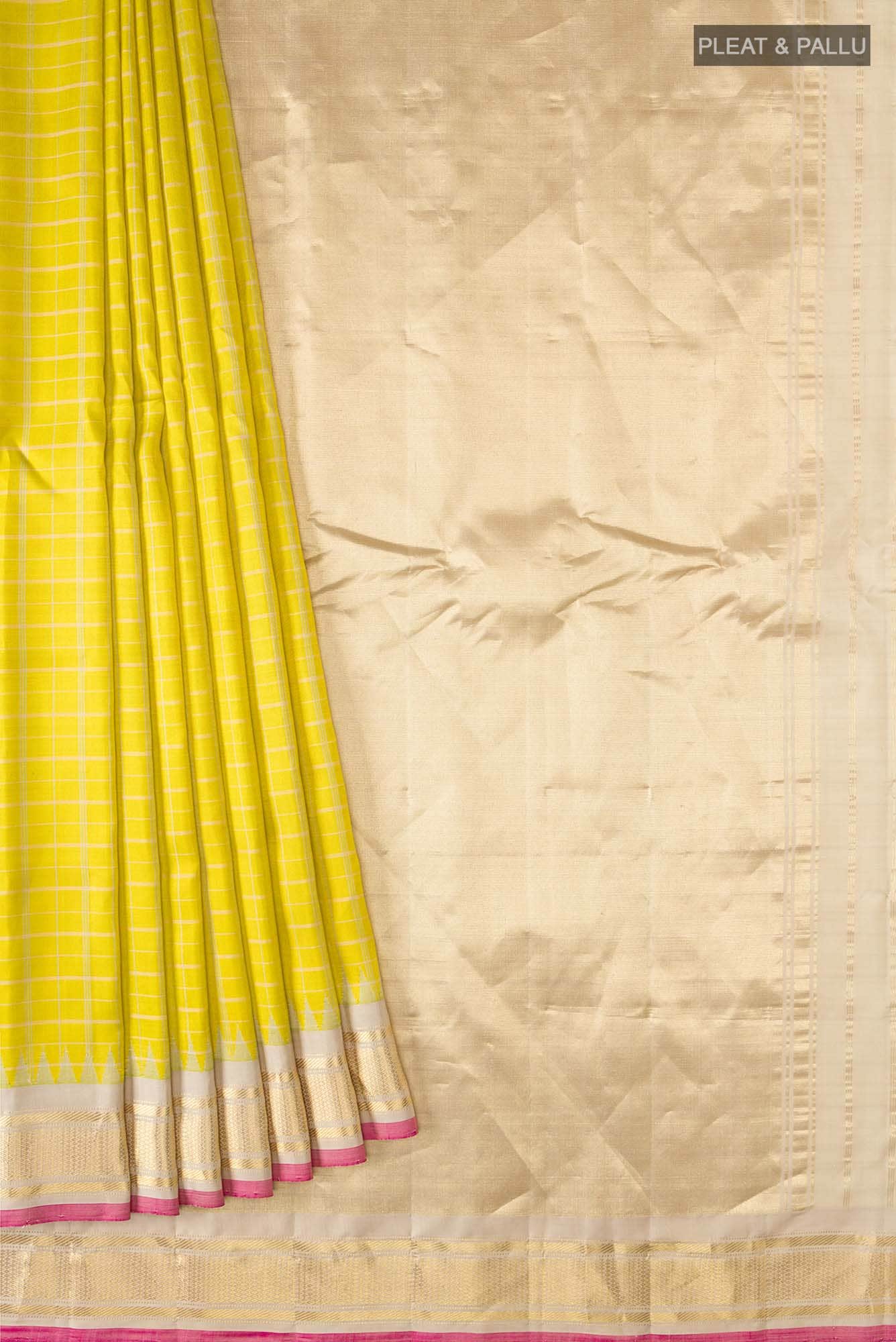 Yellow Gadwal Silk Saree