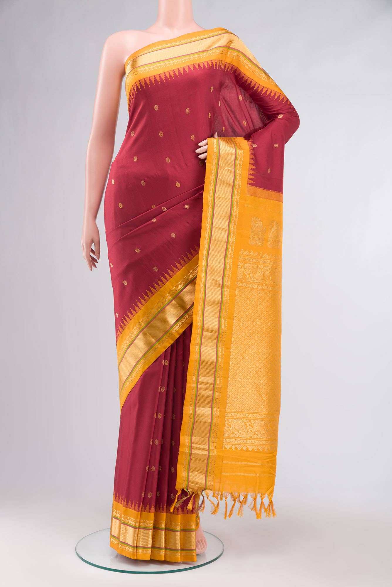 Red Gadwal Silk Saree