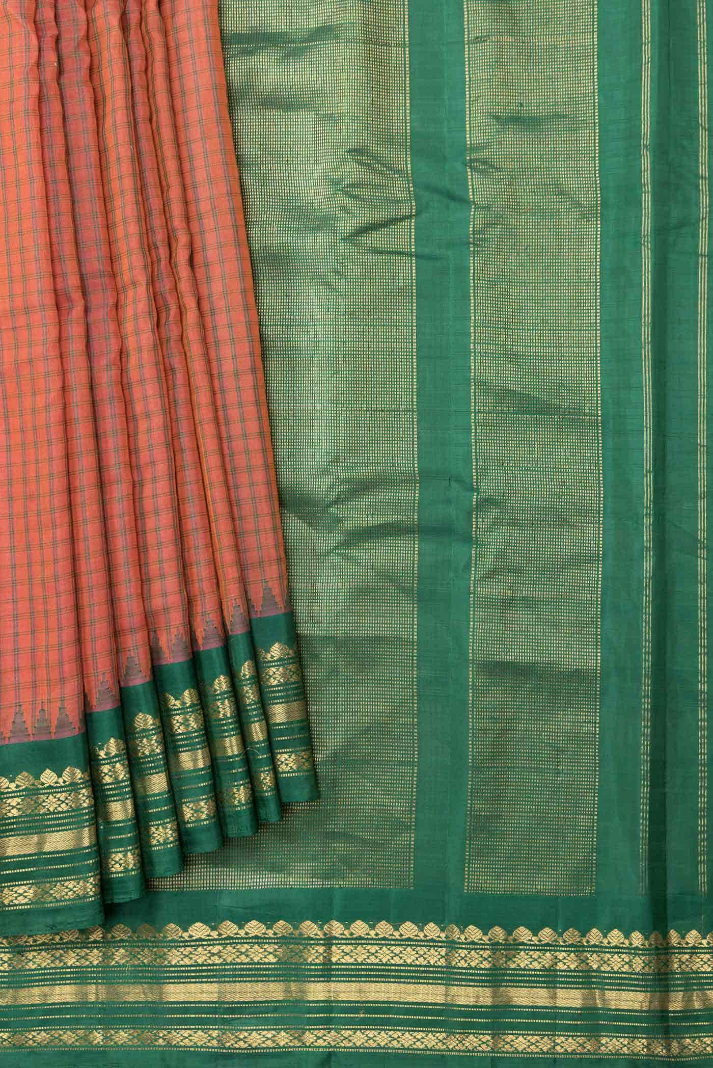 Orange Dual Tone Gadwal cotton Saree