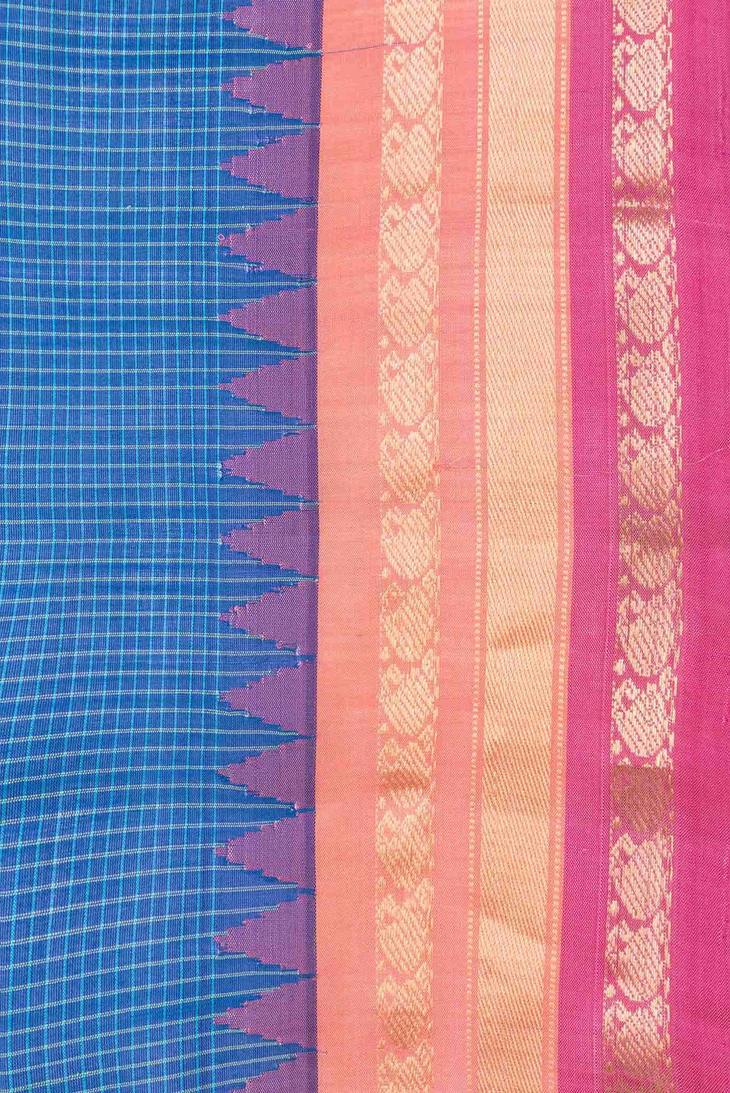 Peacock Blue Dual Tone Gadwal cotton Saree