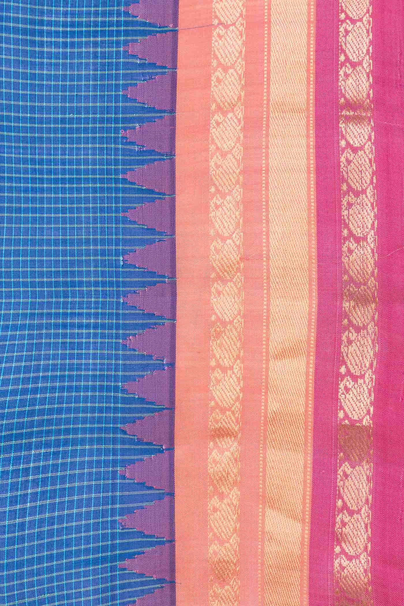 Peacock Blue Dual Tone Gadwal cotton Saree