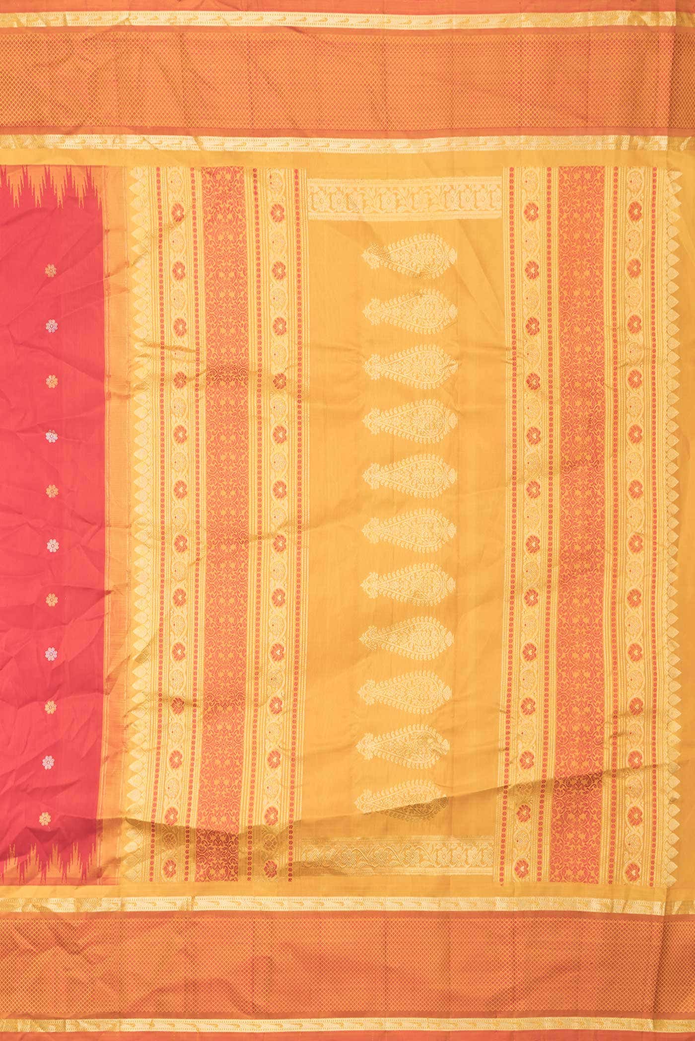 Red Dual Tone Gadwal Silk Saree