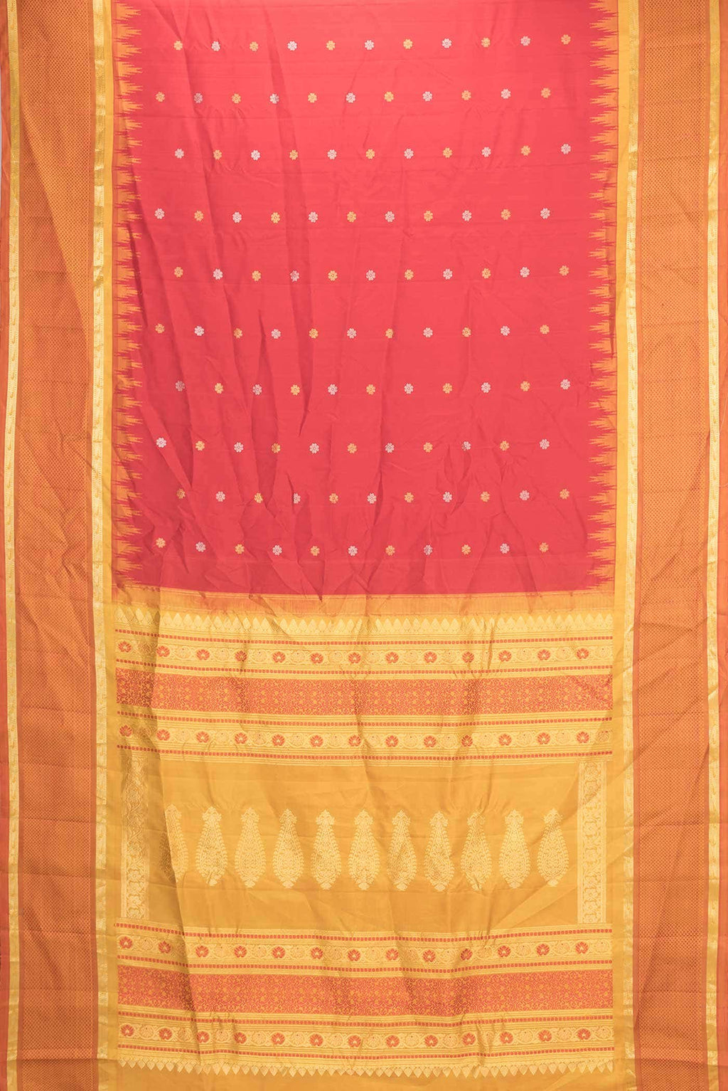 Red Dual Tone Gadwal Silk Saree
