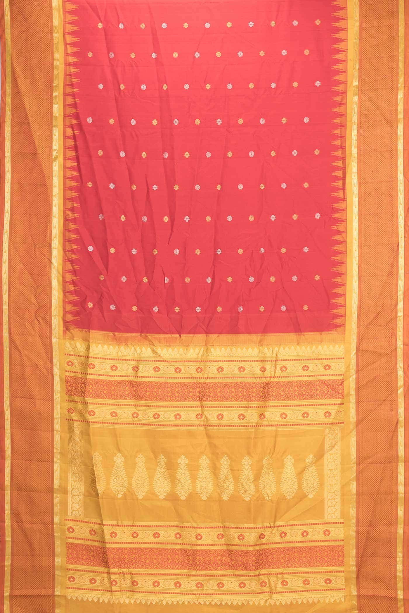 Red Dual Tone Gadwal Silk Saree