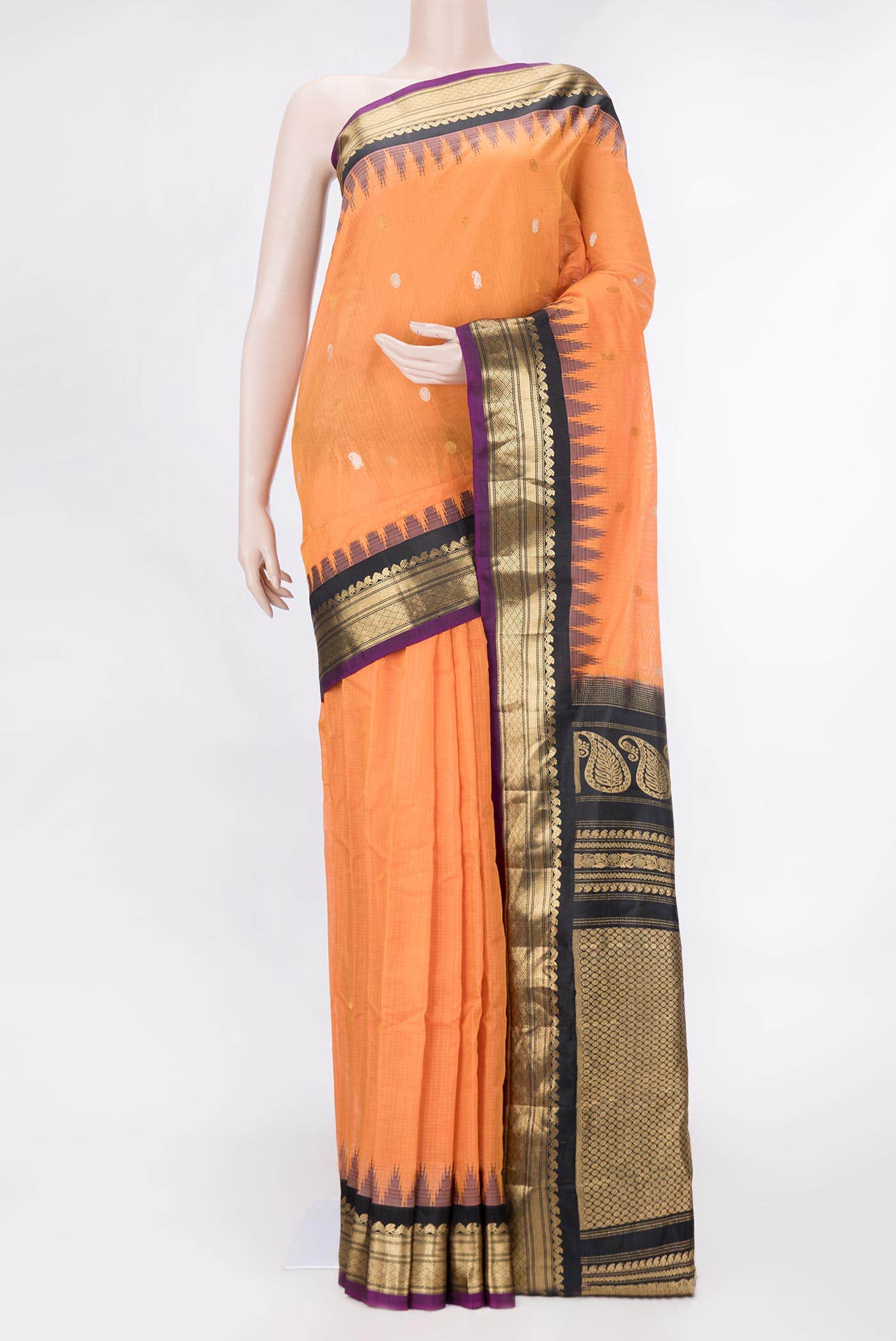 Orange Dual Tone Gadwal cotton Saree