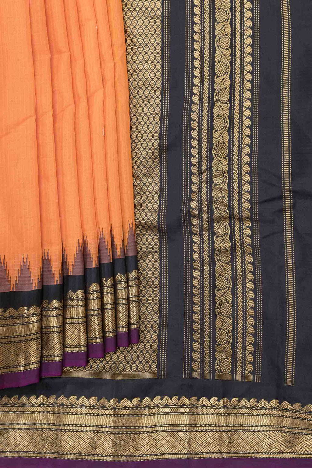 Orange Dual Tone Gadwal cotton Saree