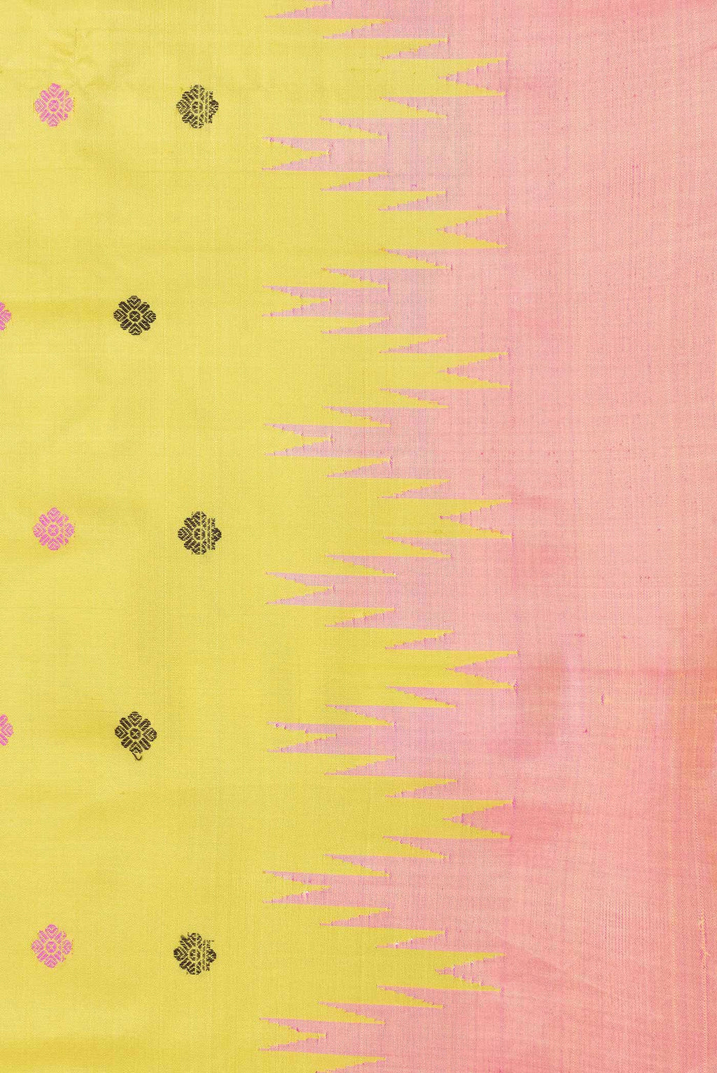 Lemon Yellow Dual Tone Gadwal Silk Saree